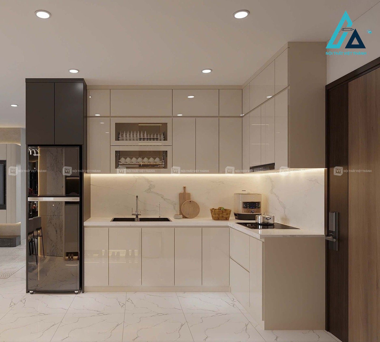 Thiết kế thi công nội thất nhà bếp tủ bếp acrylic sang trọng