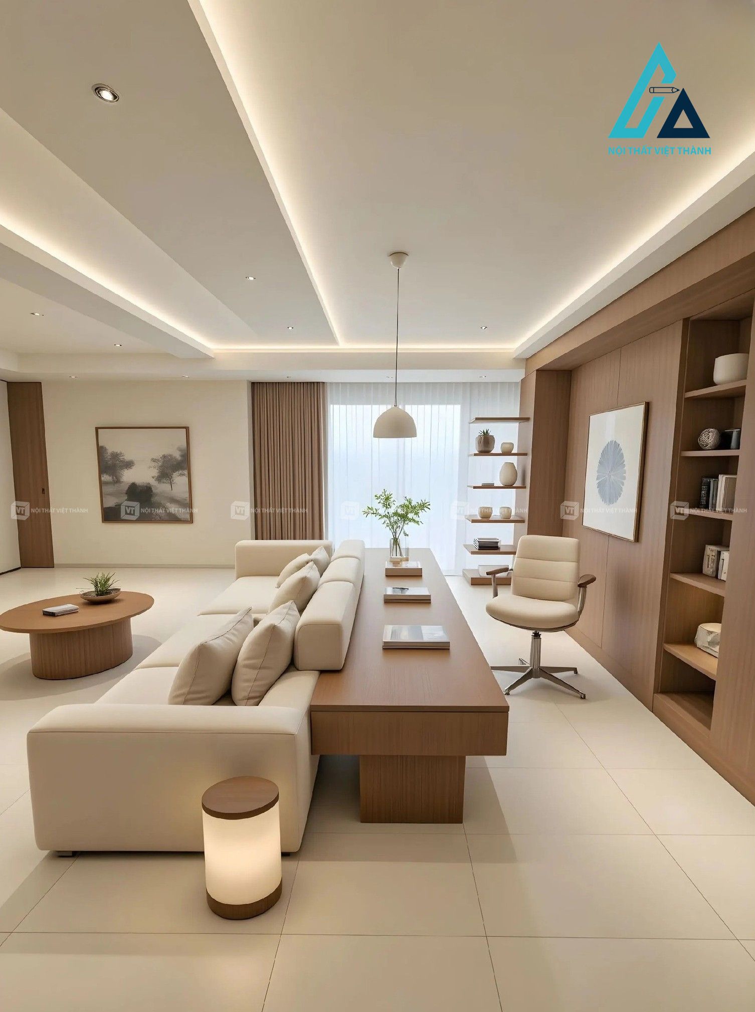 Thiết kế thi công nội thất phòng khách nhà phố bố trí hợp lý