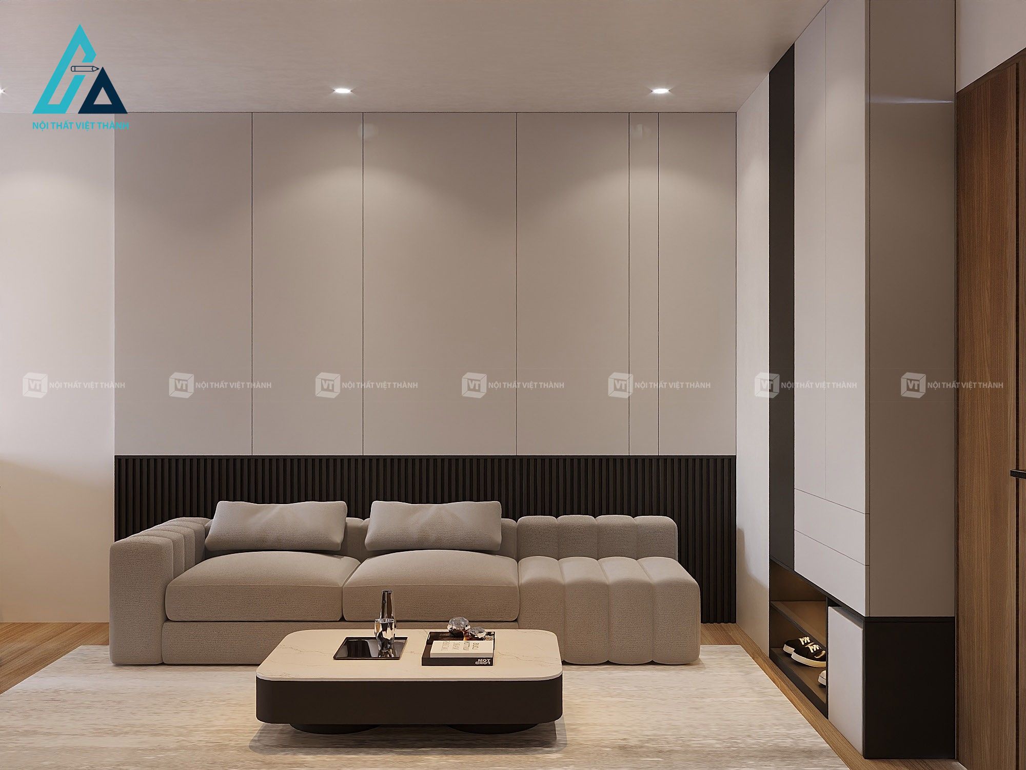 Thiết kế thi công nội thất phòng khách chung cư căn hộ sang trọng