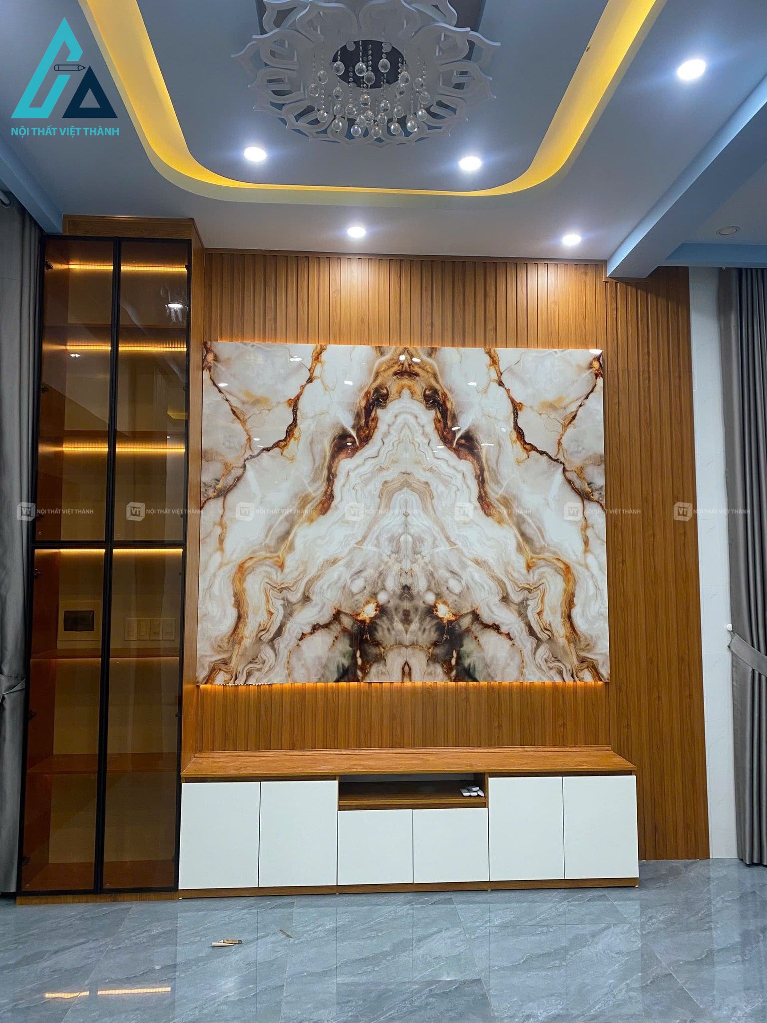 Thiết kế thi công nội thất phòng khách nhà phố cao cấp chuyên nghiệp