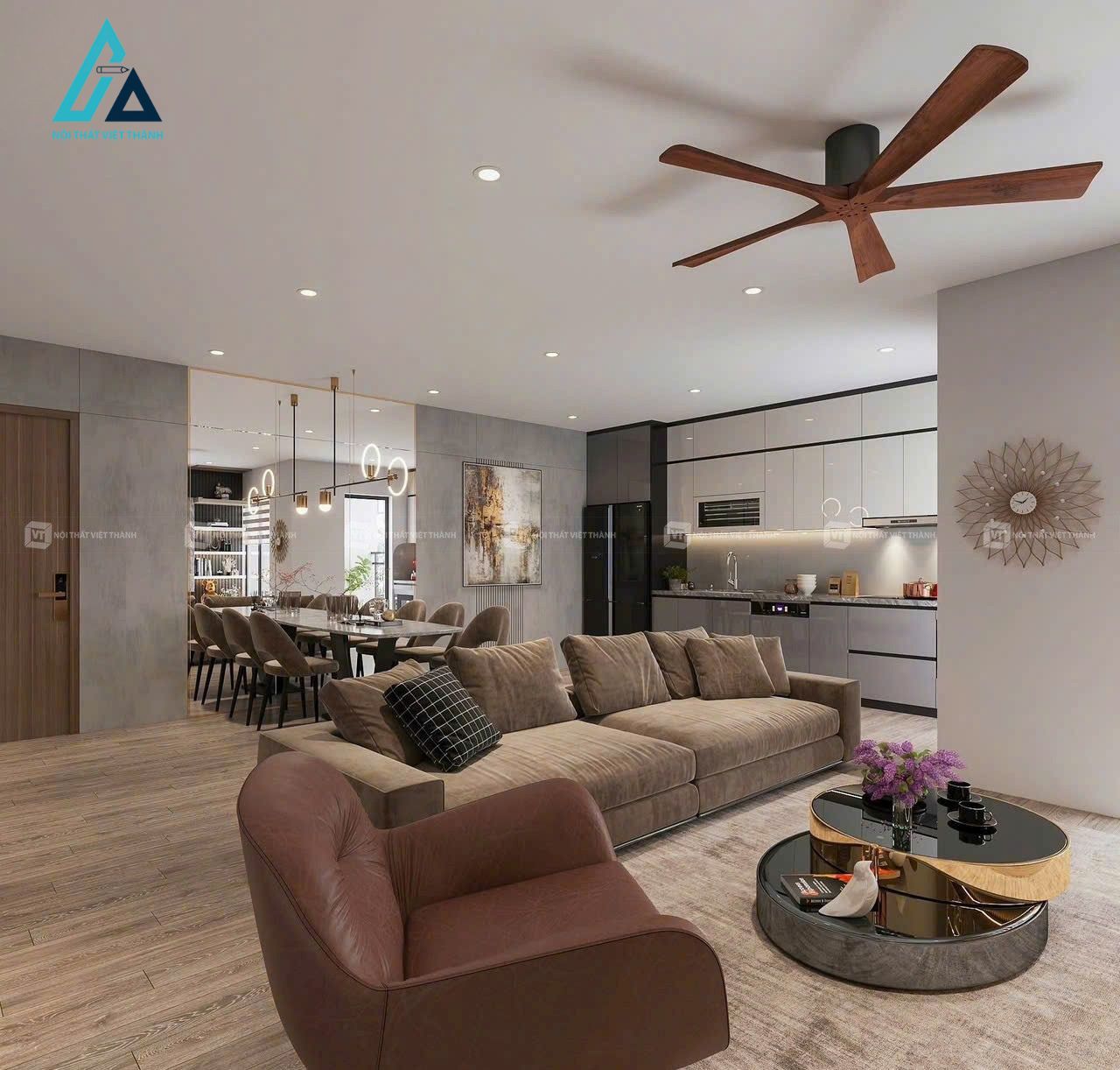 Thiết kế thi công nội thất phòng khách sang trọng