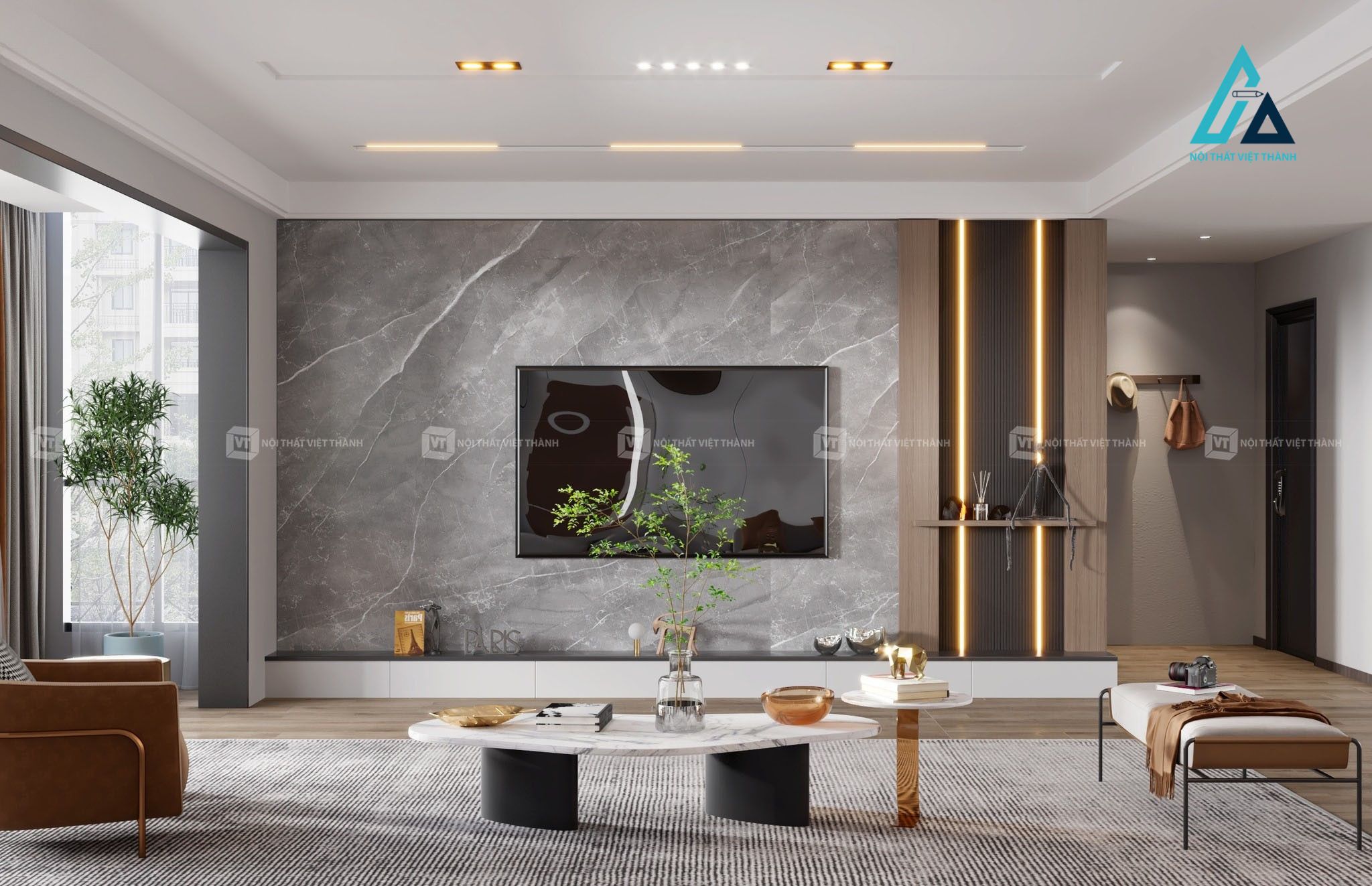 Thiết kế thi công nội thất phòng khách trọn gói