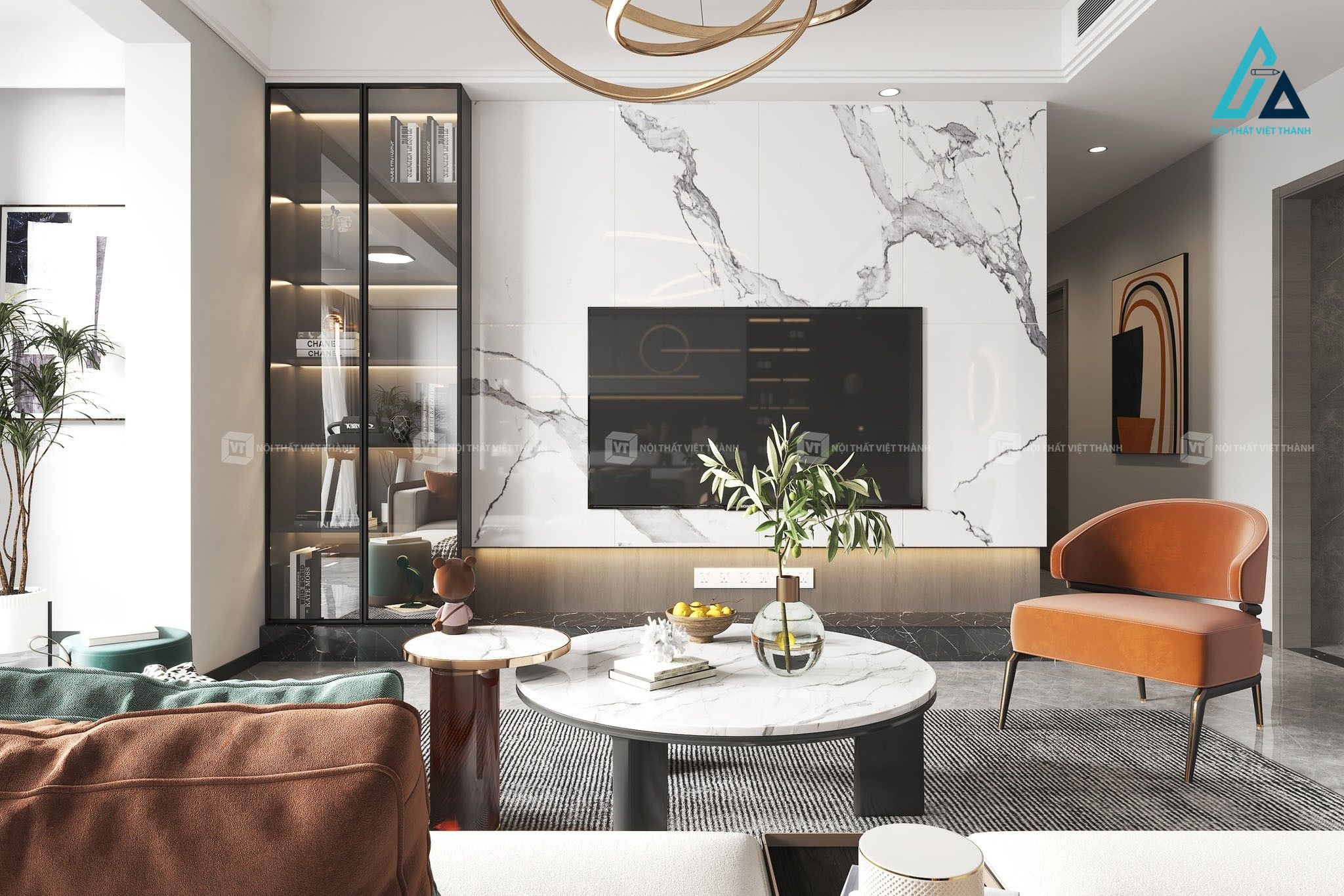 Thiết kế thi công nội thất phòng khách trọn gói đẹp
