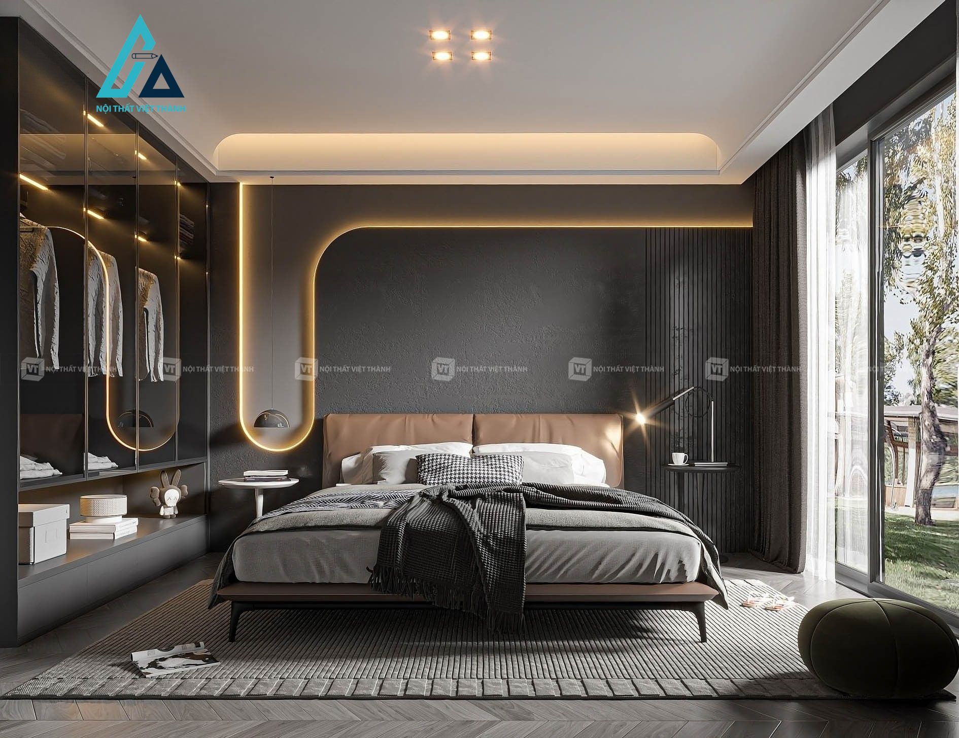 Thiết kế thi công nội thất phòng ngủ biệt thự sang trọng chuyên nghiệp