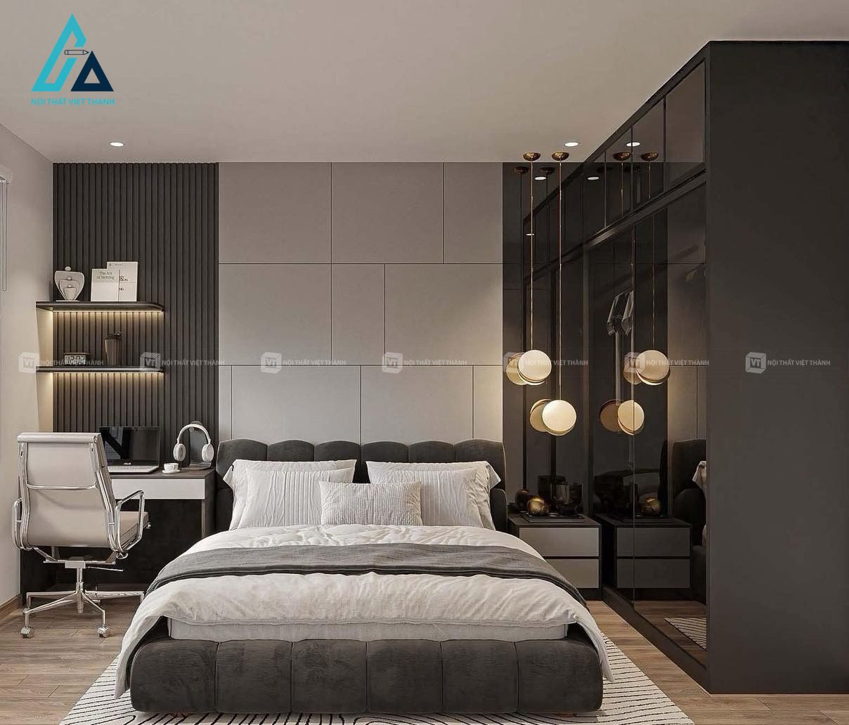 Thiết kế thi công nội thất phòng ngủ biệt thự thiết kế sang trọng