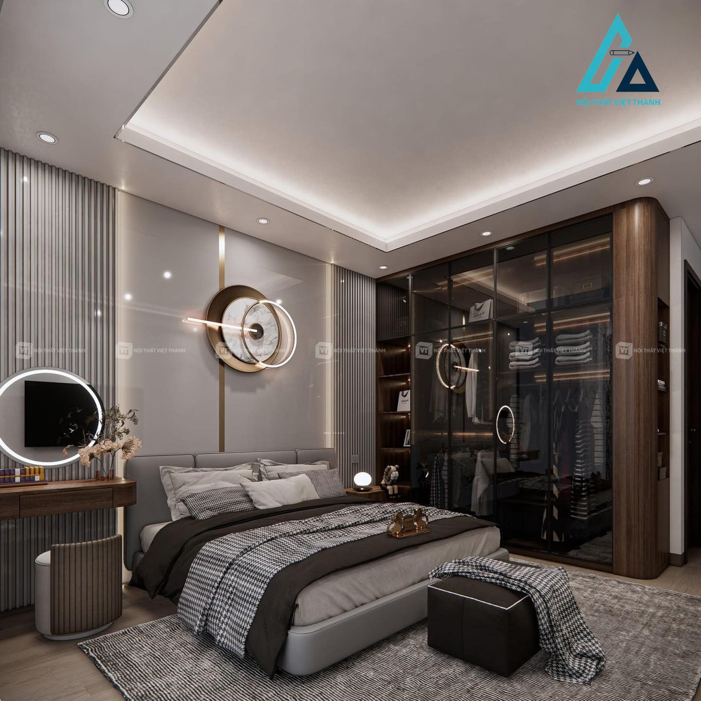 Thiết kế thi công nội thất phòng ngủ biệt thự phù hợp phong thủy