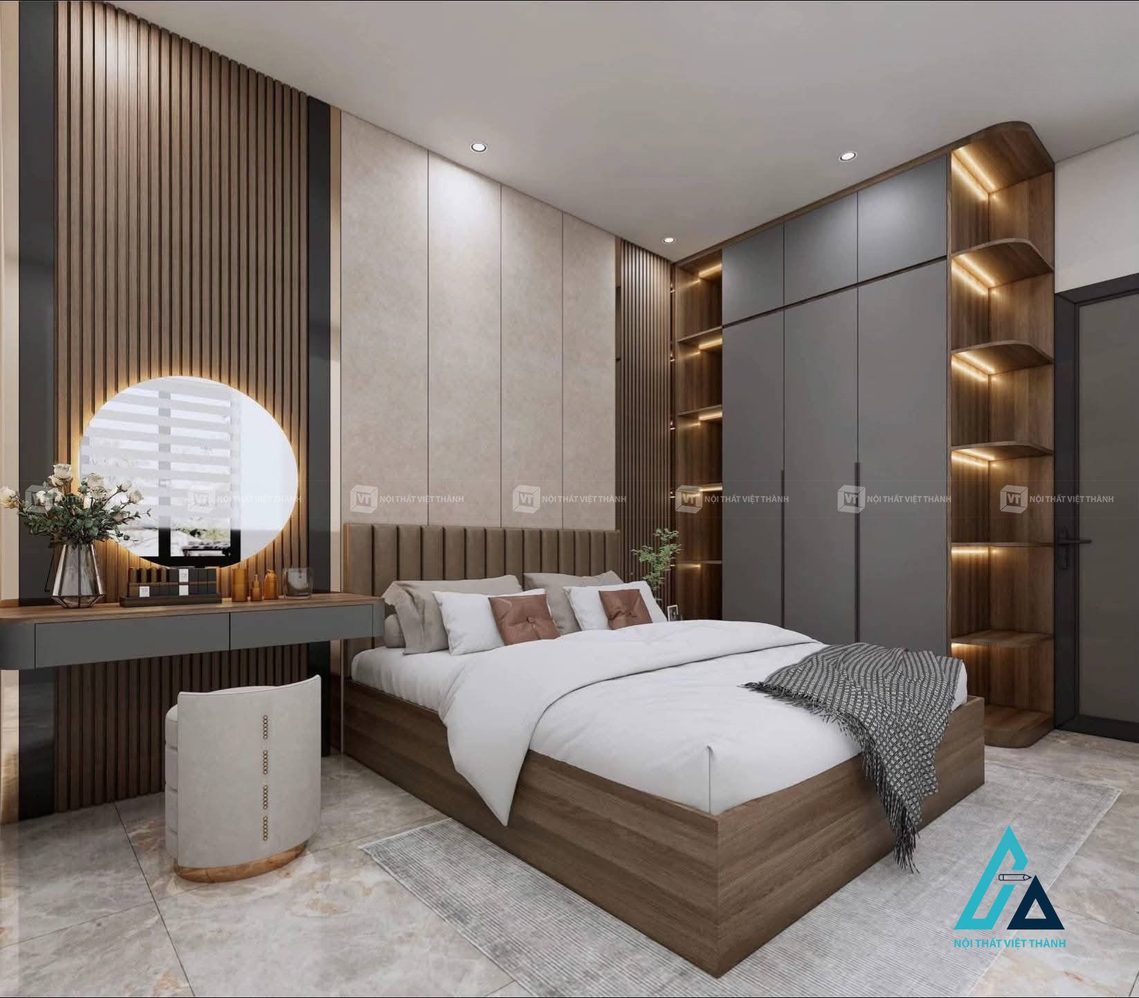 Thiết kế thi công nội thất phòng ngủ biệt thự đẹp