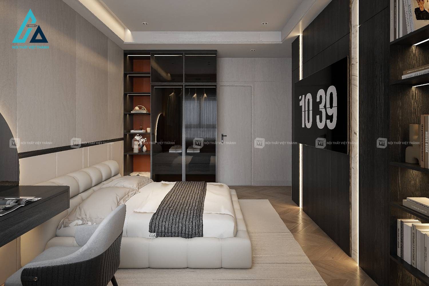Thiết kế thi công nội thất phòng ngủ chung cư căn hộ đẹp hiện đại