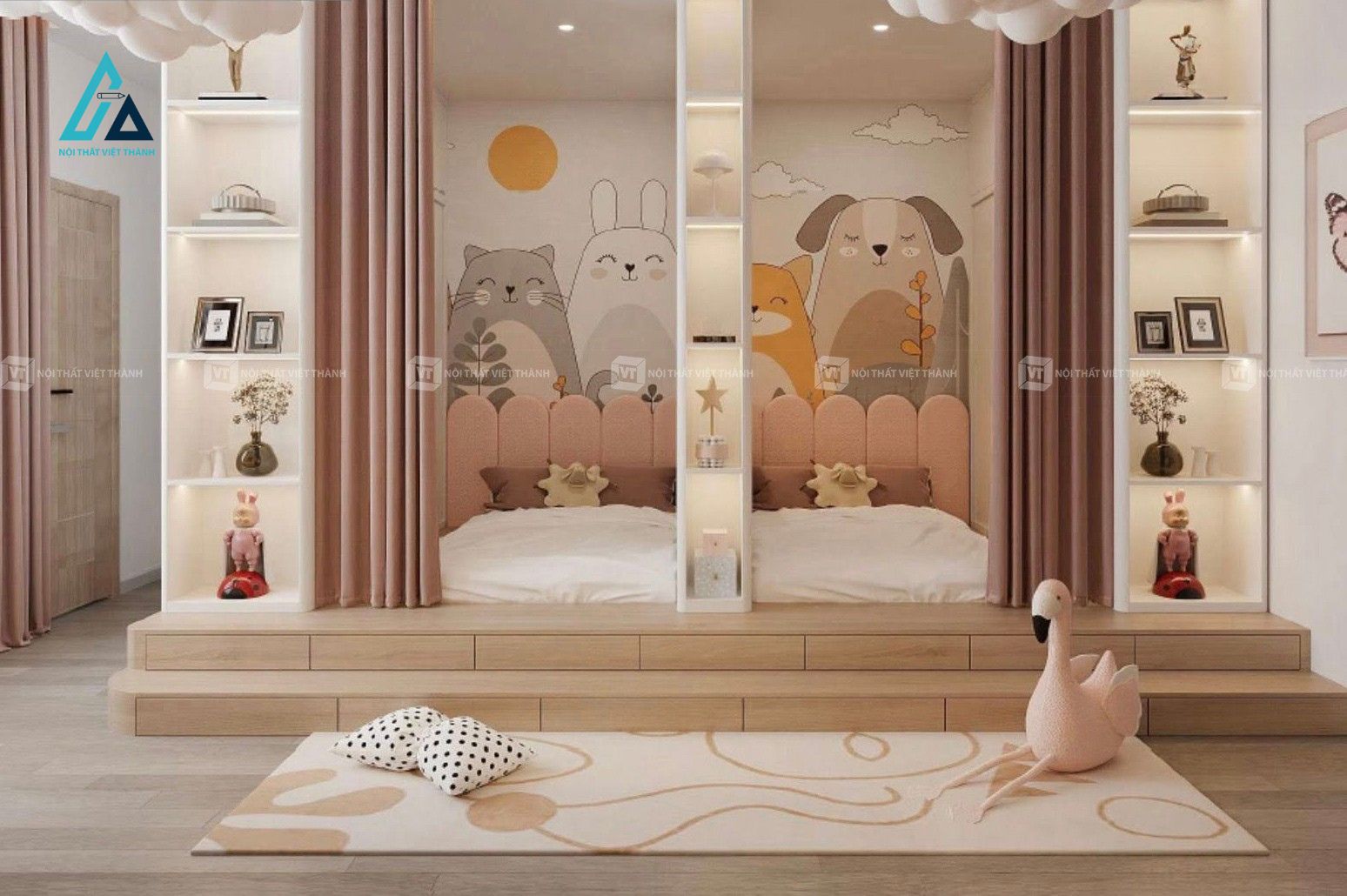 Thiết kế thi công nội thất phòng trẻ em đáng yêu hiện đại