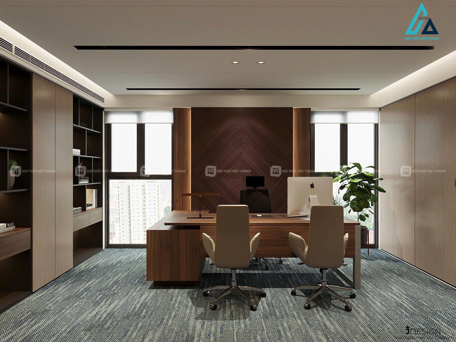 Thiết kế thi công nội thất văn phòng phòng giám đốc sang trọng hiện đại