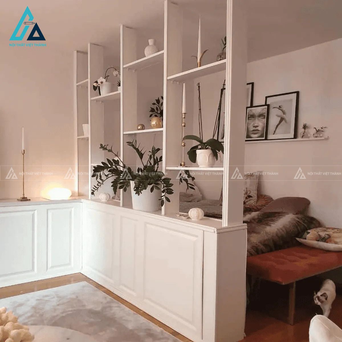 Vách ngăn trang trí bằng gỗ công nghiệp