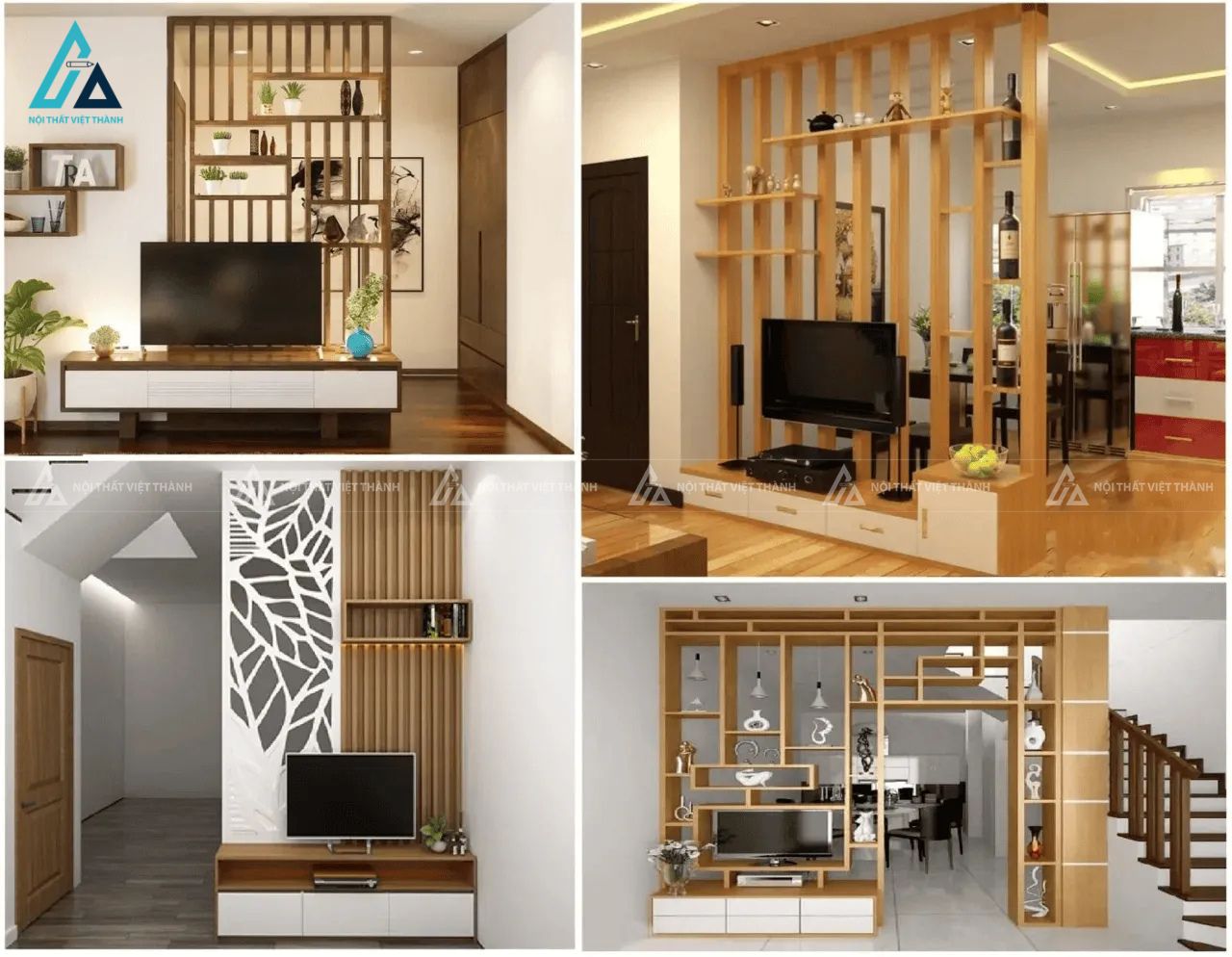 Điểm nổi bật của vách ngăn gỗ nằm ở tính thẩm mỹ cao và thiết kế đa dạng