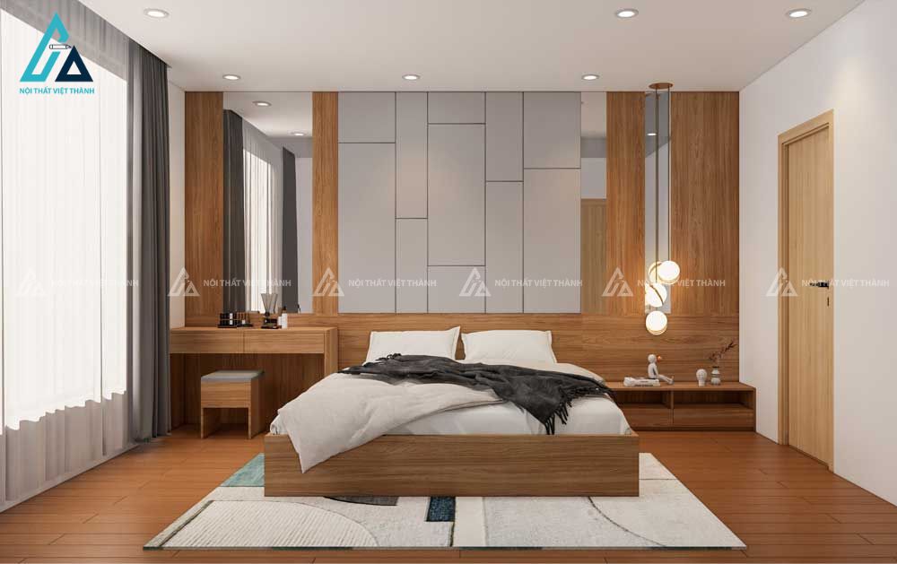 Mẫu tủ quần áo kết hợp bàn trang điểm cho phòng ngủ master