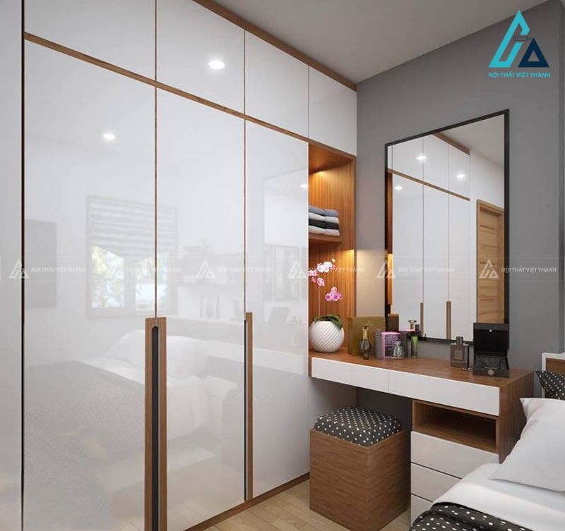 Mẫu tủ kết hợp bàn trang điểm cho phòng ngủ nhỏ