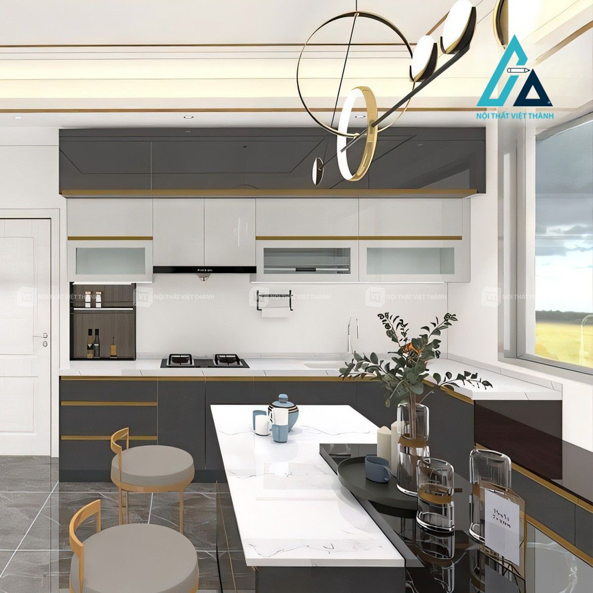 Tủ bếp gỗ công nghiệp