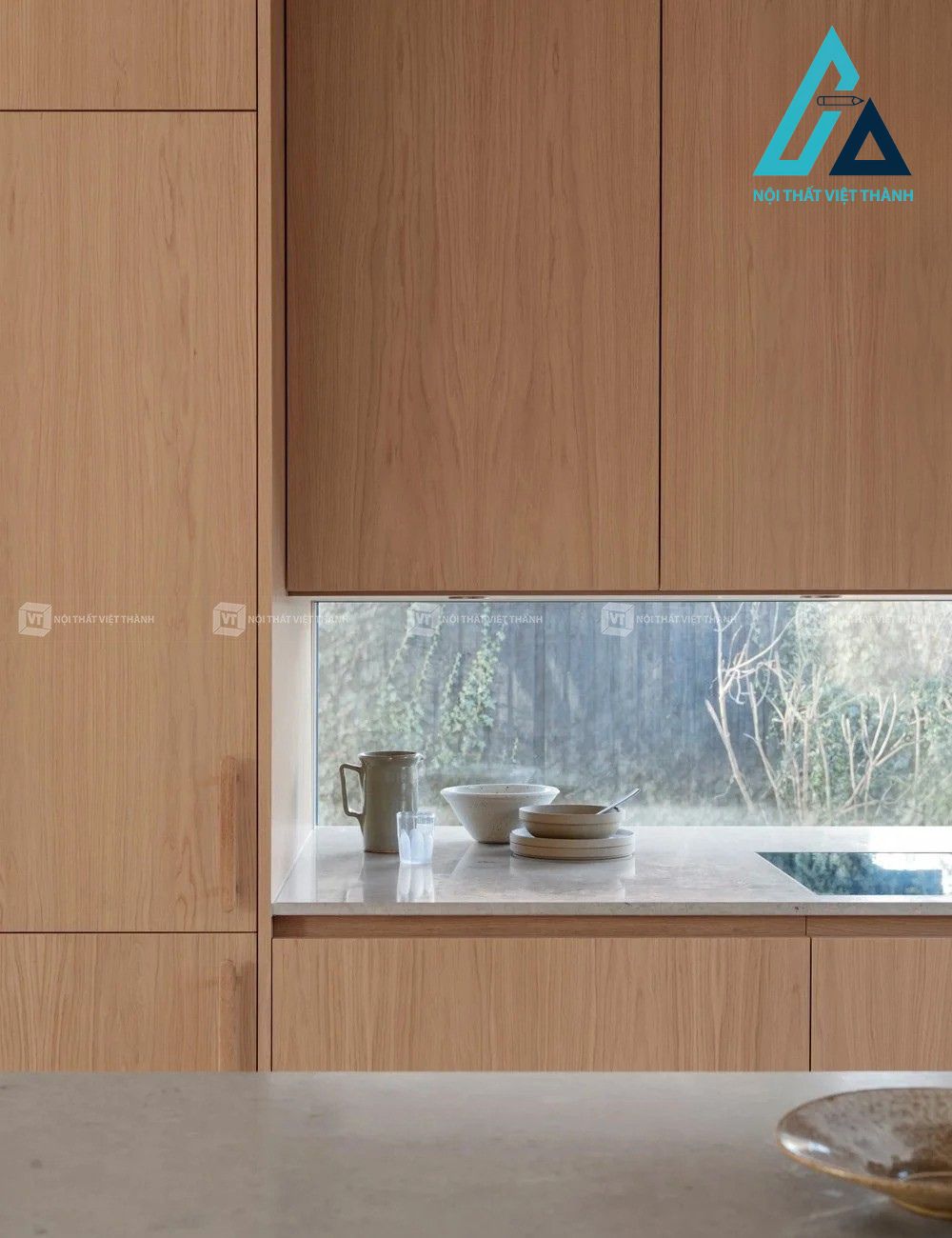 Tủ bếp gỗ sồi phong cách Japandi Tối Giản Cho Không Gian Hiện Đại 3