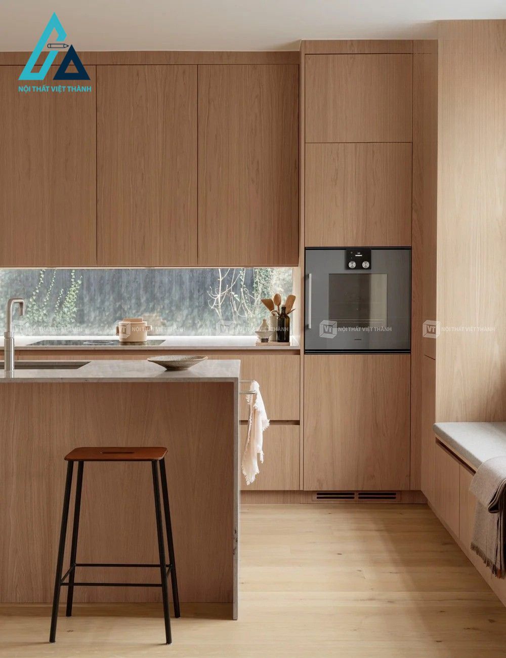 Tủ bếp gỗ sồi phong cách Japandi Tối Giản Cho Không Gian Hiện Đại 5