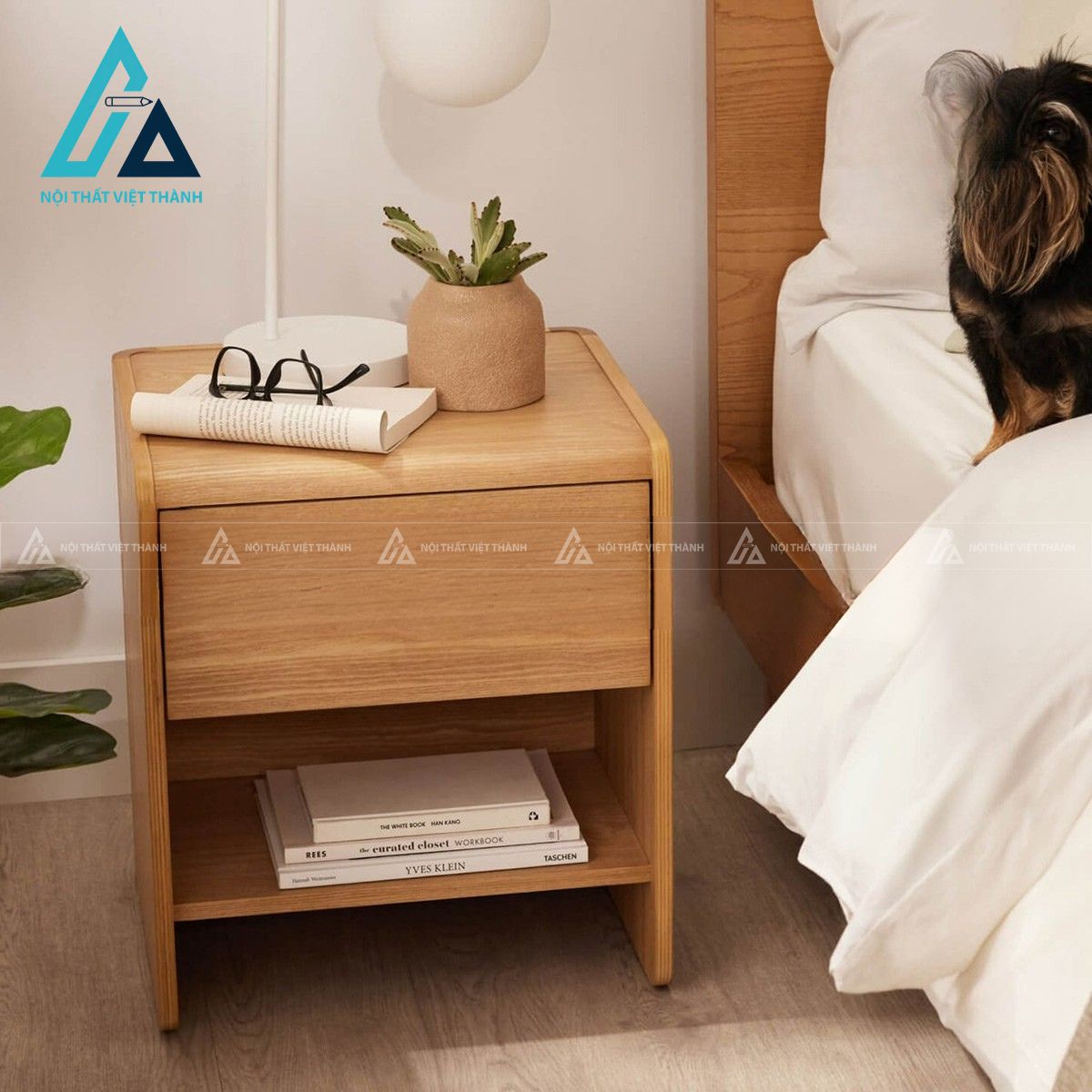 Tủ đầu giường gỗ MDF bo tròn vân gỗ phong cách hiện đại 4