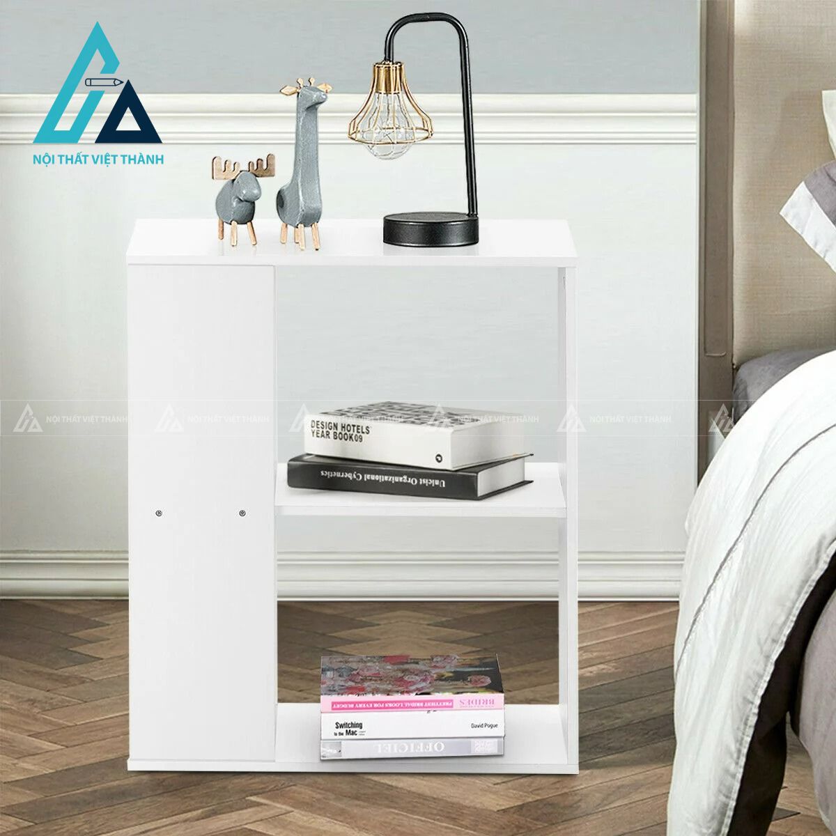 Tủ đầu giường MDF 2 tầng kệ mở tiện lợi phong cách hiện đại