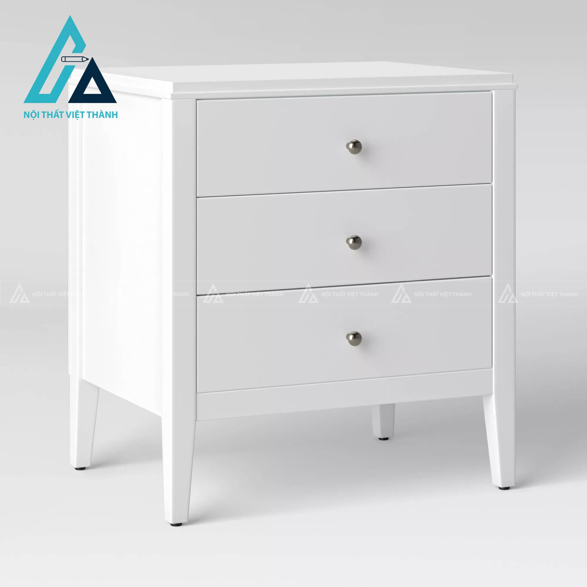 Tủ đầu giường MDF 3 ngăn kéo màu trắng hiện đại tối giản đẹp 1