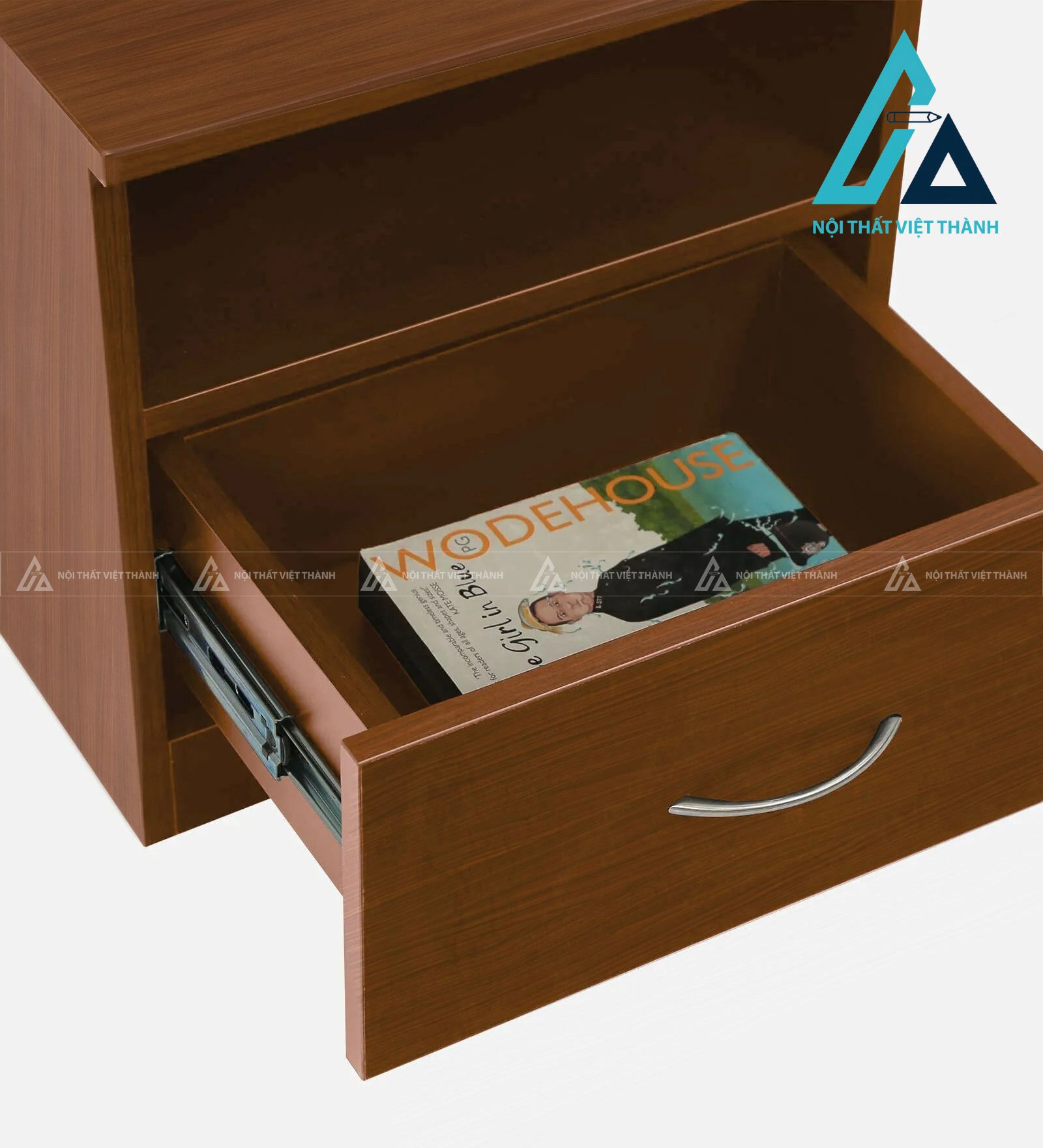 Tủ đầu giường MDF vân gỗ óc chó 1 ngăn kéo hiện đại nhỏ gọn tiện dụng 4