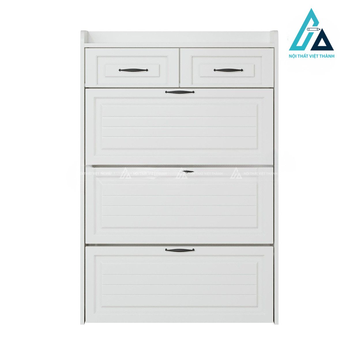 Tủ giày MDF 3 cánh lật màu trắng hiện đại 4