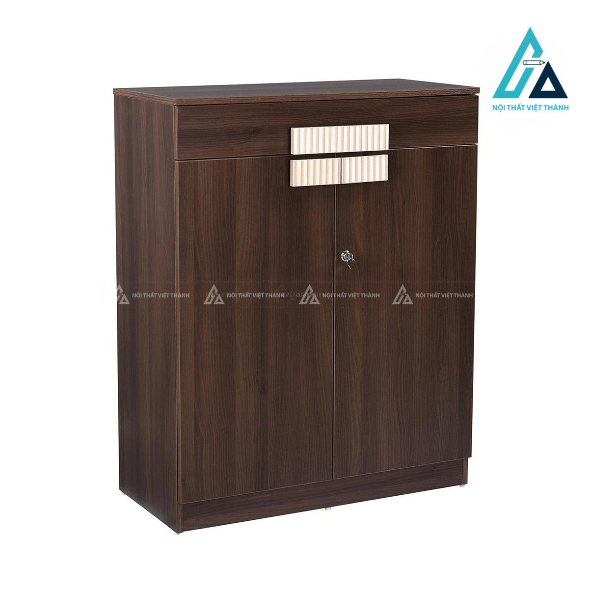 Tủ giày gỗ MDF 4 tầng màu óc chó hiện đại kèm ngăn kéo tiện dụng 4