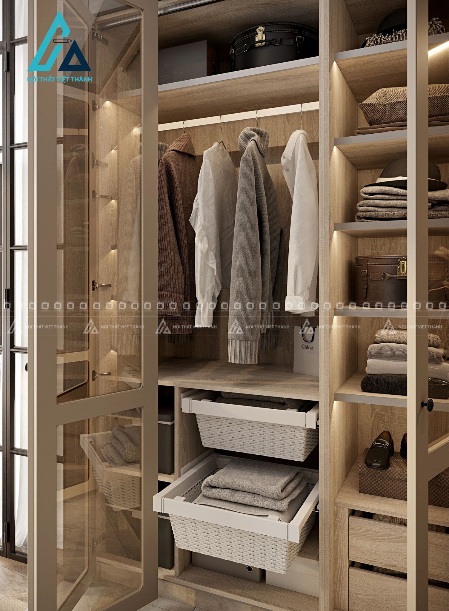 Tủ quần áo có kính hiện đại mã TACK01 3