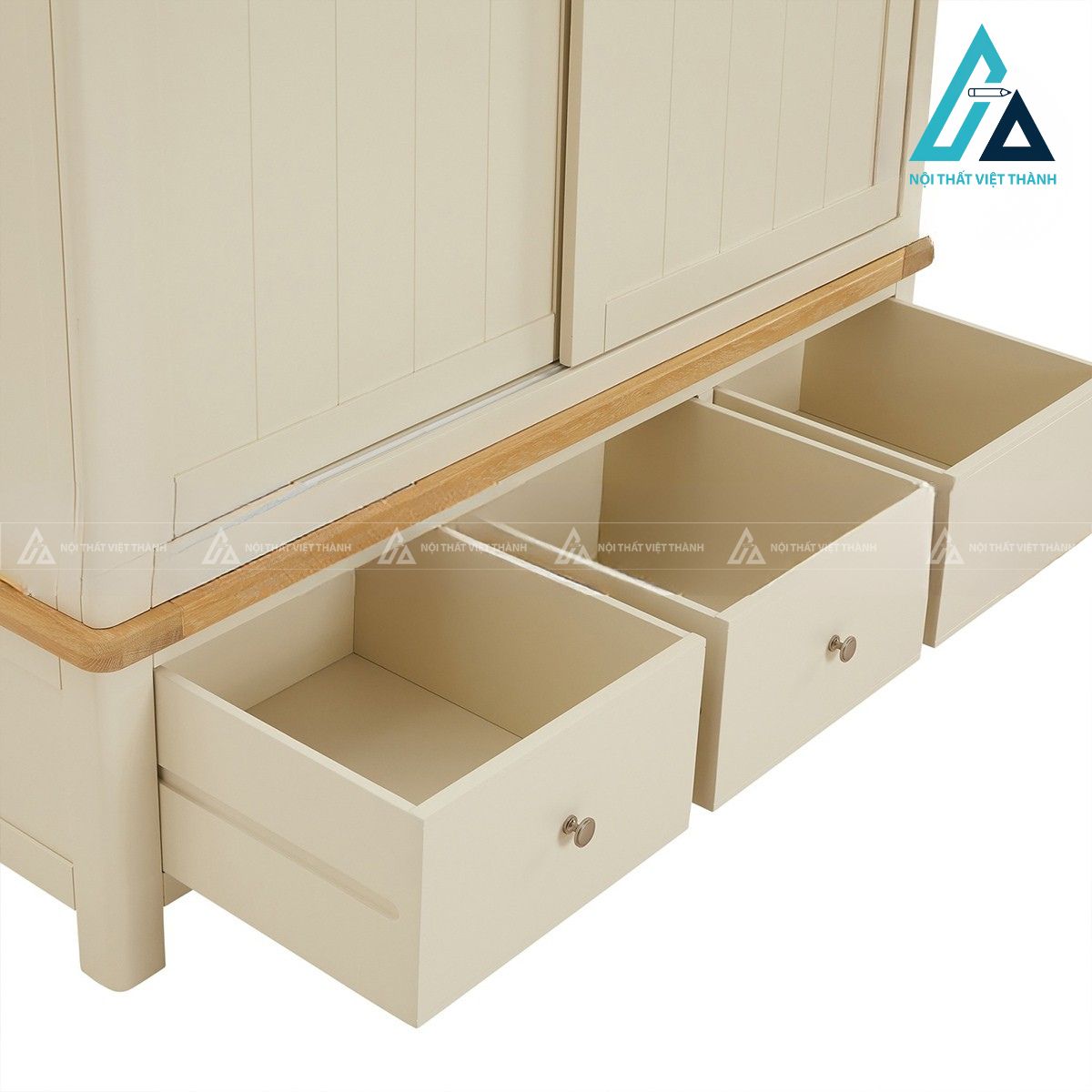 Tủ quần áo cửa lùa MDF màu kem hiện đại cho phòng ngủ 5