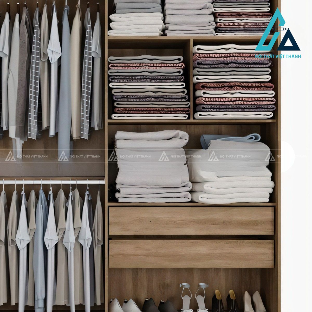 Tủ quần áo cửa lùa MDF phủ vân gỗ hiện đại cho phòng ngủ 3