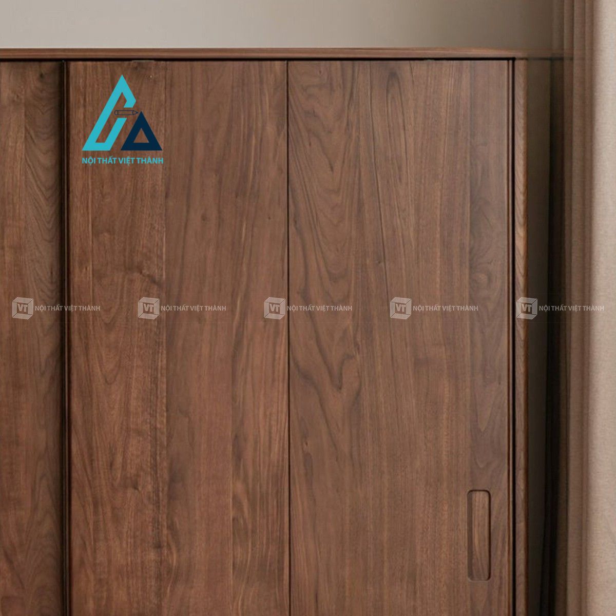 Tủ quần áo gỗ óc chó cửa lùa hiện đại cho phòng ngủ 3