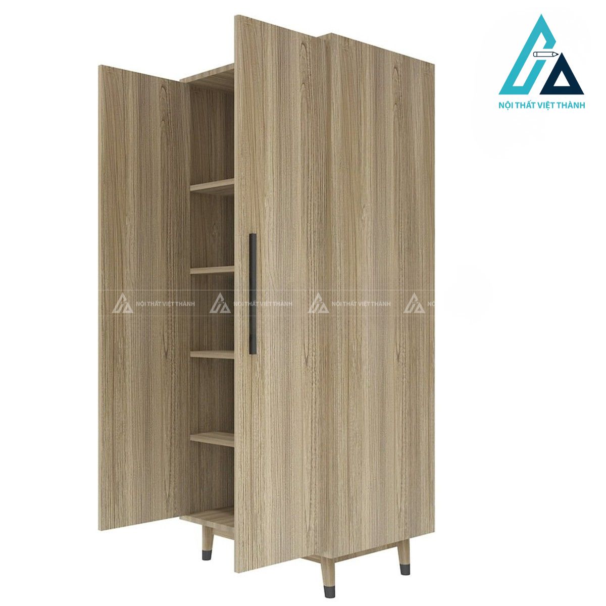 Tủ quần áo MDF 2 cánh vân gỗ tự nhiên thiết kế cao gọn hiện đại 1