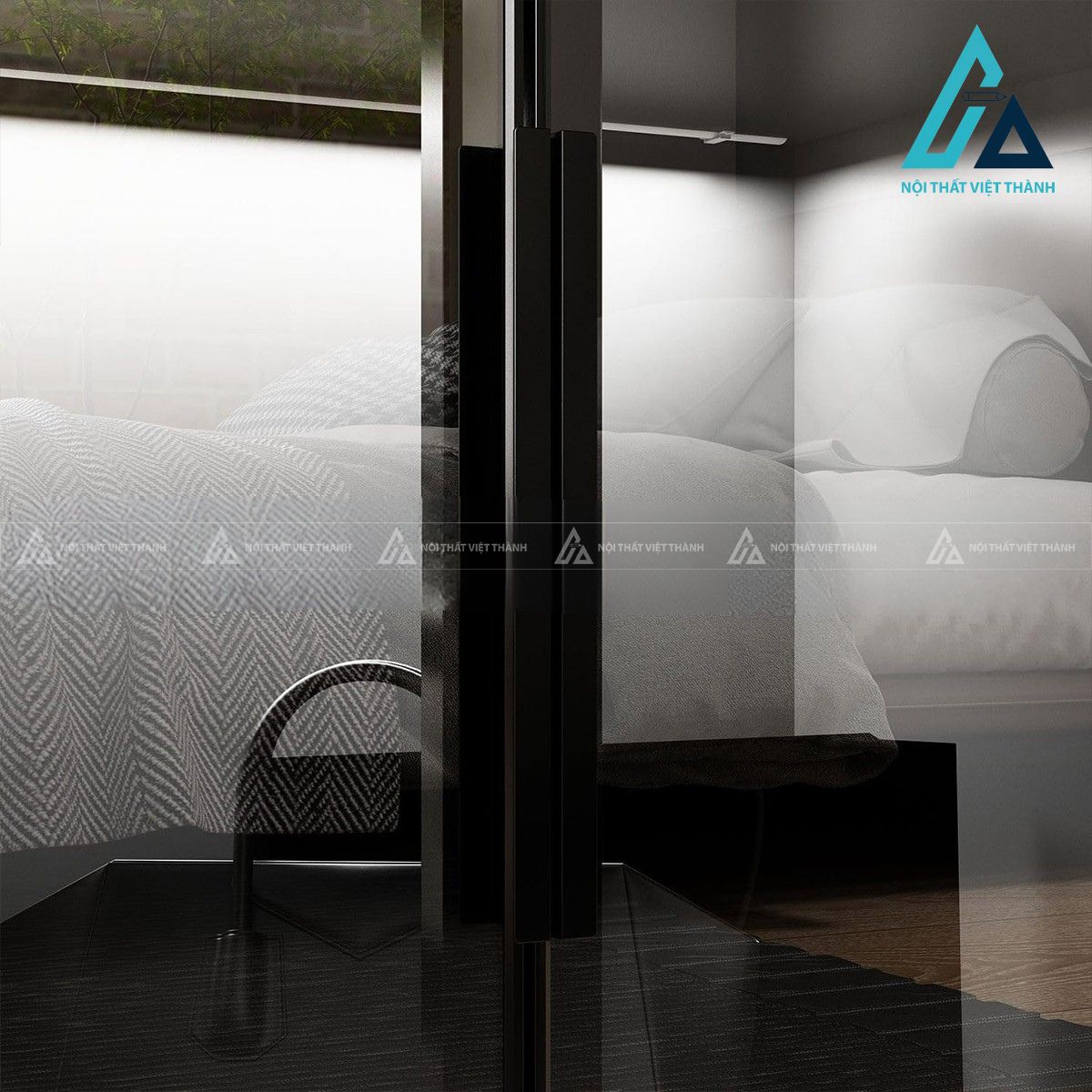 Tủ quần áo MDF cánh kính thiết kế tối giản cho phòng ngủ hiện đại 3