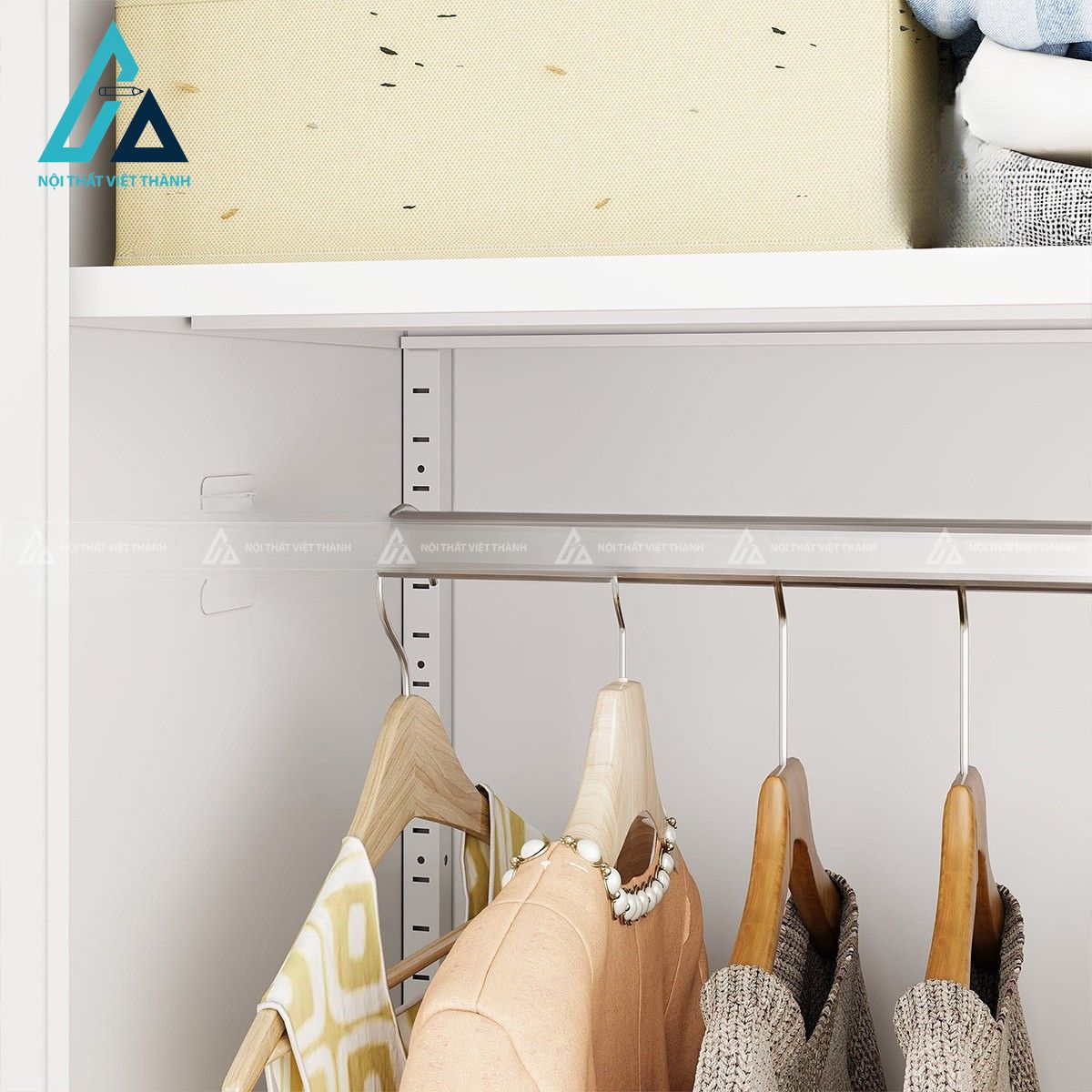 Tủ quần áo MDF sơn PU màu trắng hiện đại thiết kế cao gọn 4