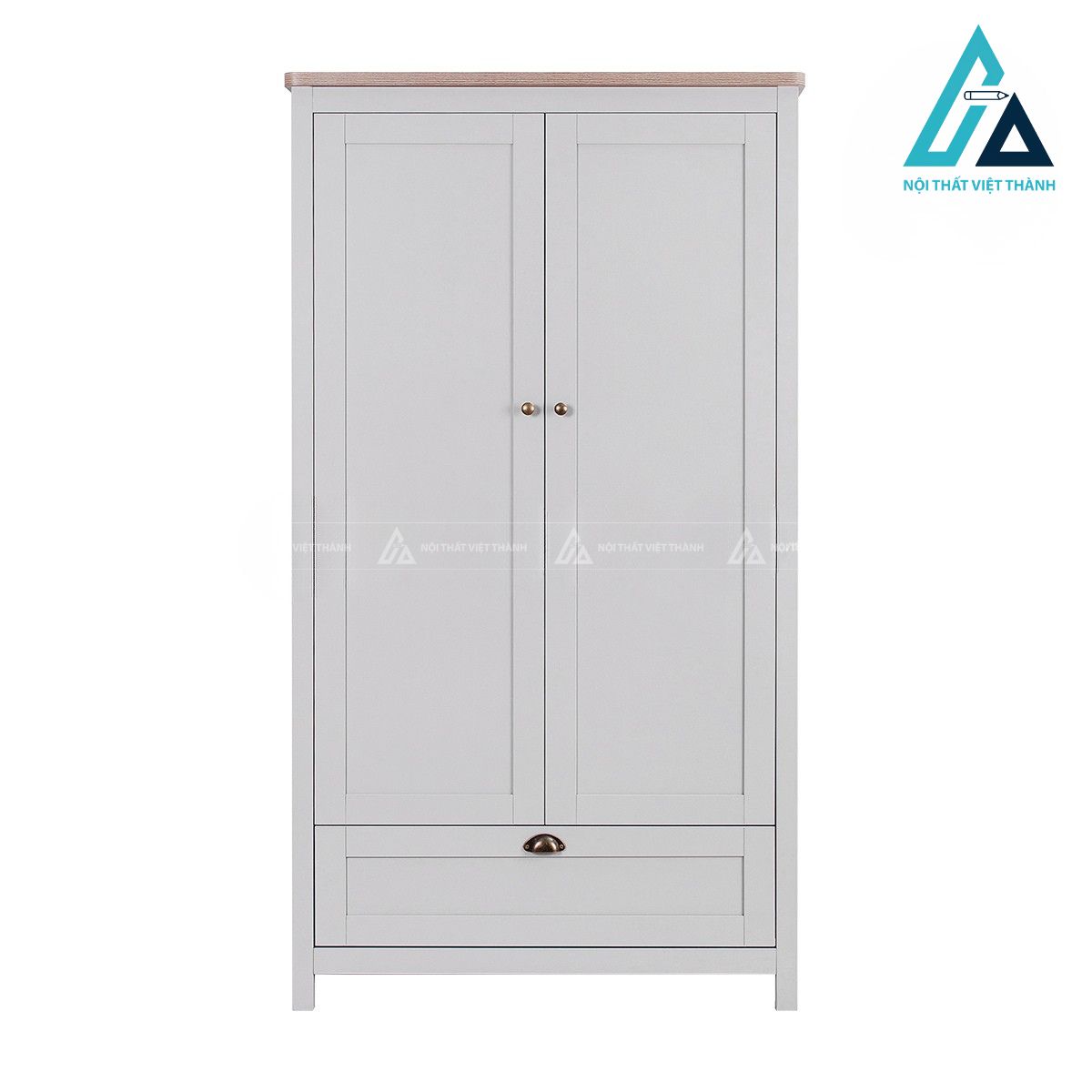 Tủ quần áo trẻ em 2 cánh màu trắng kèm ngăn kéo thiết kế cổ điển 2