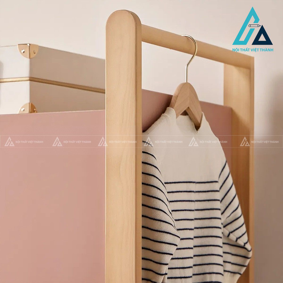 Tủ quần áo trẻ em gỗ tự nhiên kết hợp MDF tiện lợi 2