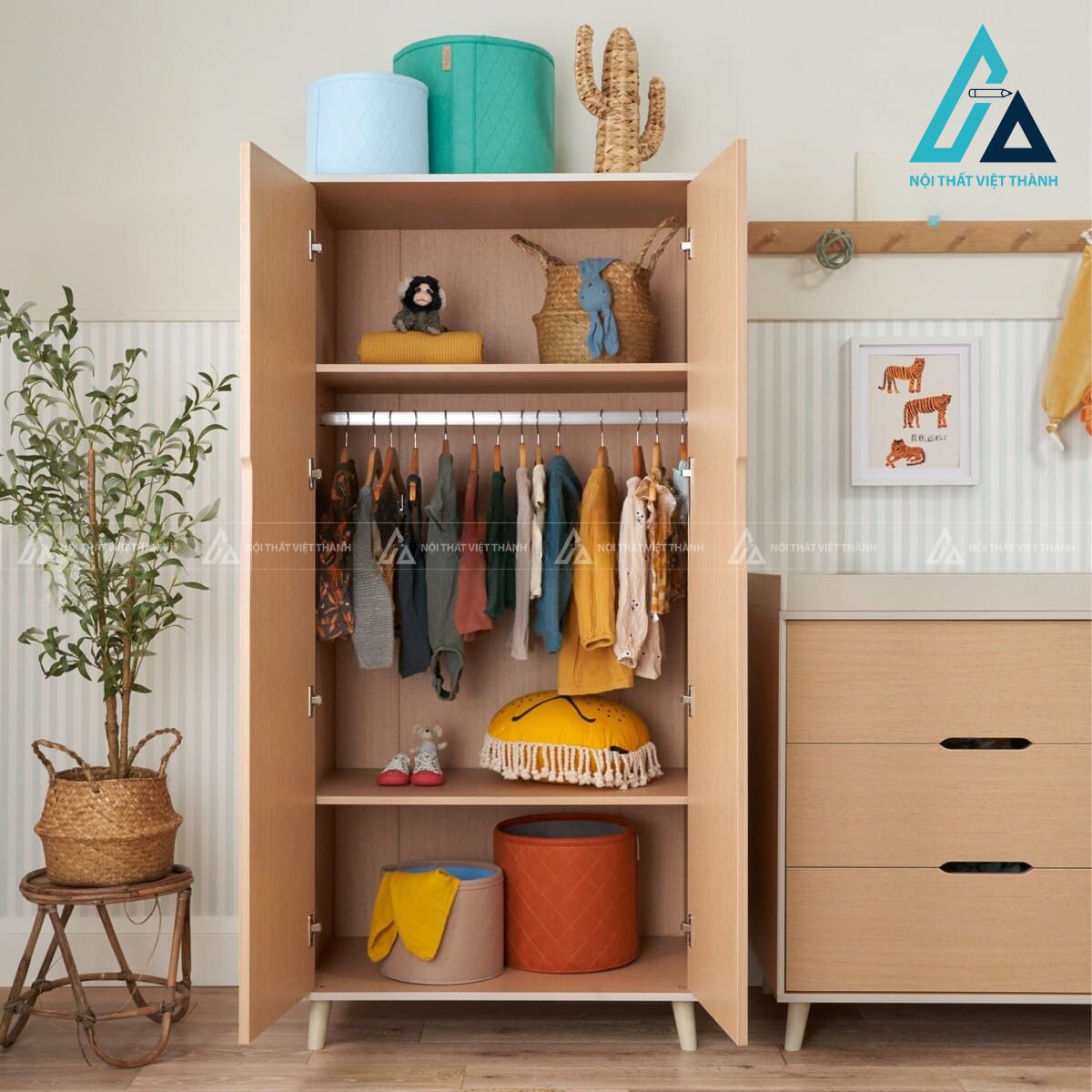 Tủ quần áo trẻ em phong cách Bắc Âu thiết kế tối giản hiện đại 1
