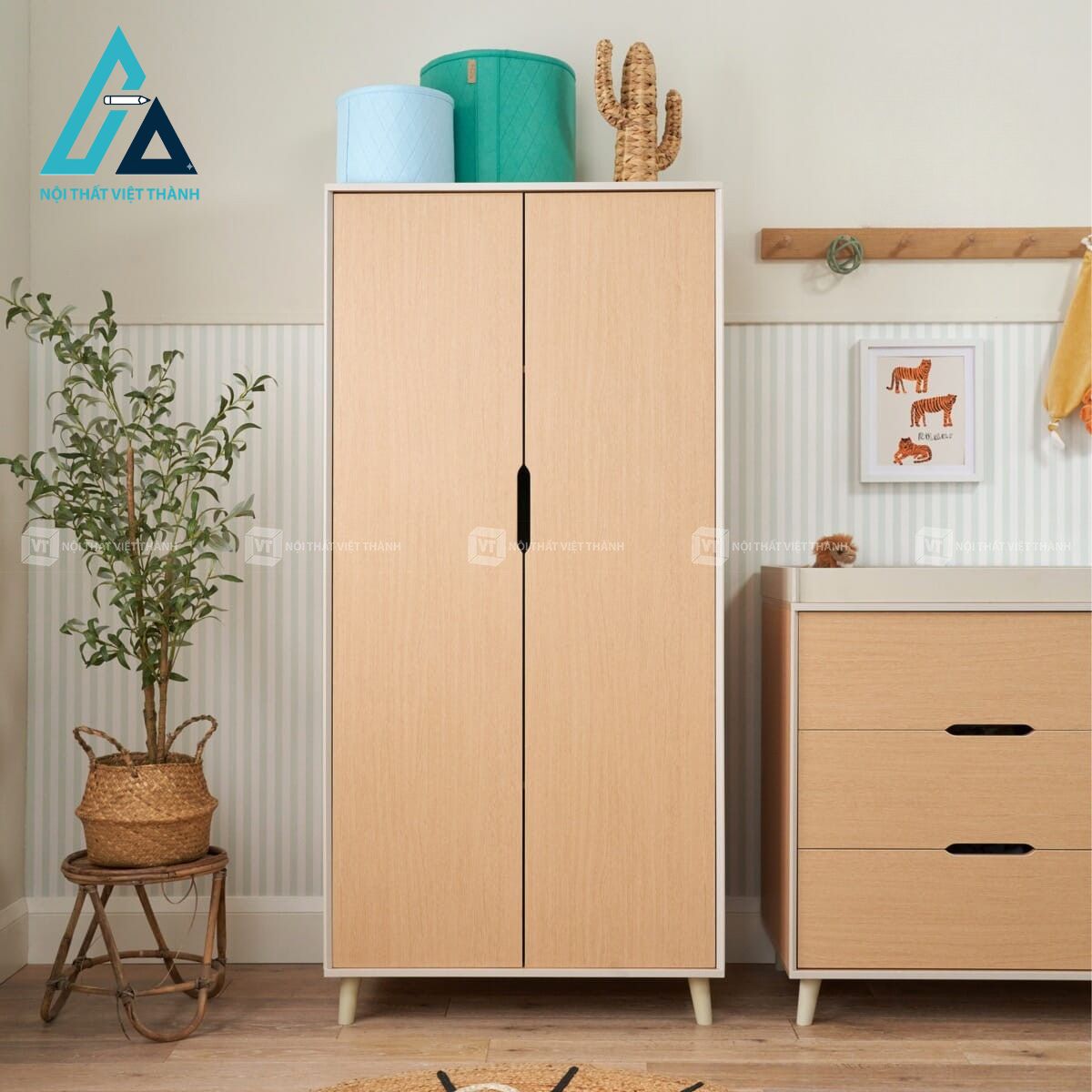 Tủ quần áo trẻ em phong cách Bắc Âu thiết kế tối giản hiện đại