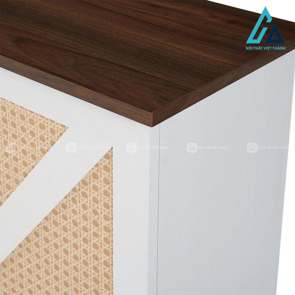 Tủ rượu cửa lùa giả mây trắng kèm kệ để chai và giá treo ly hiện đại 5