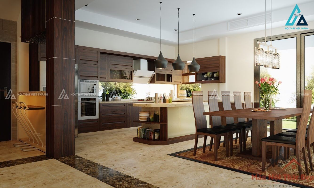 Không gian bếp vẫn đảm bảo tính thẩm mỹ và tiện dụng 