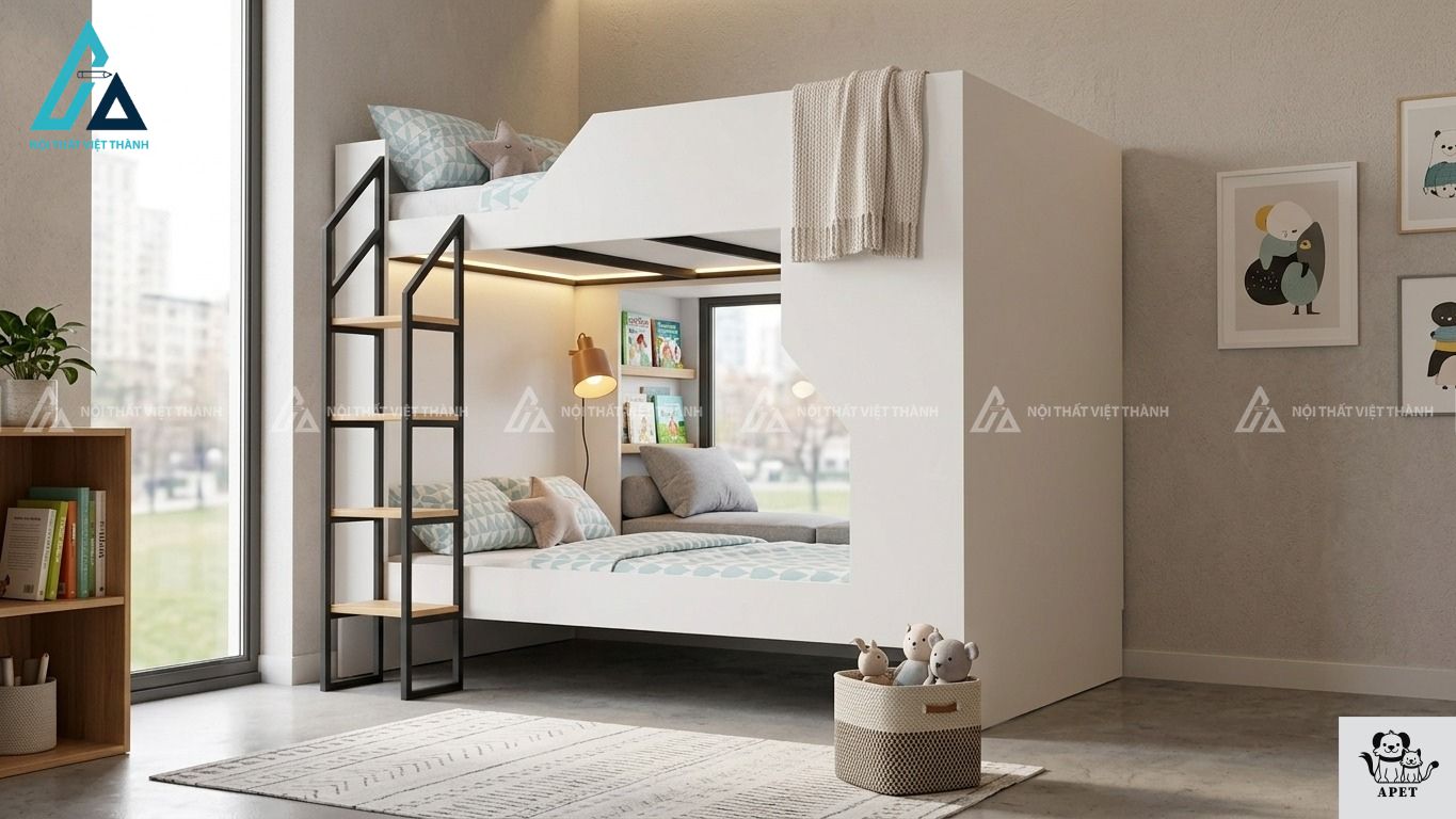 Giường tầng trắng hiện đại cho bé