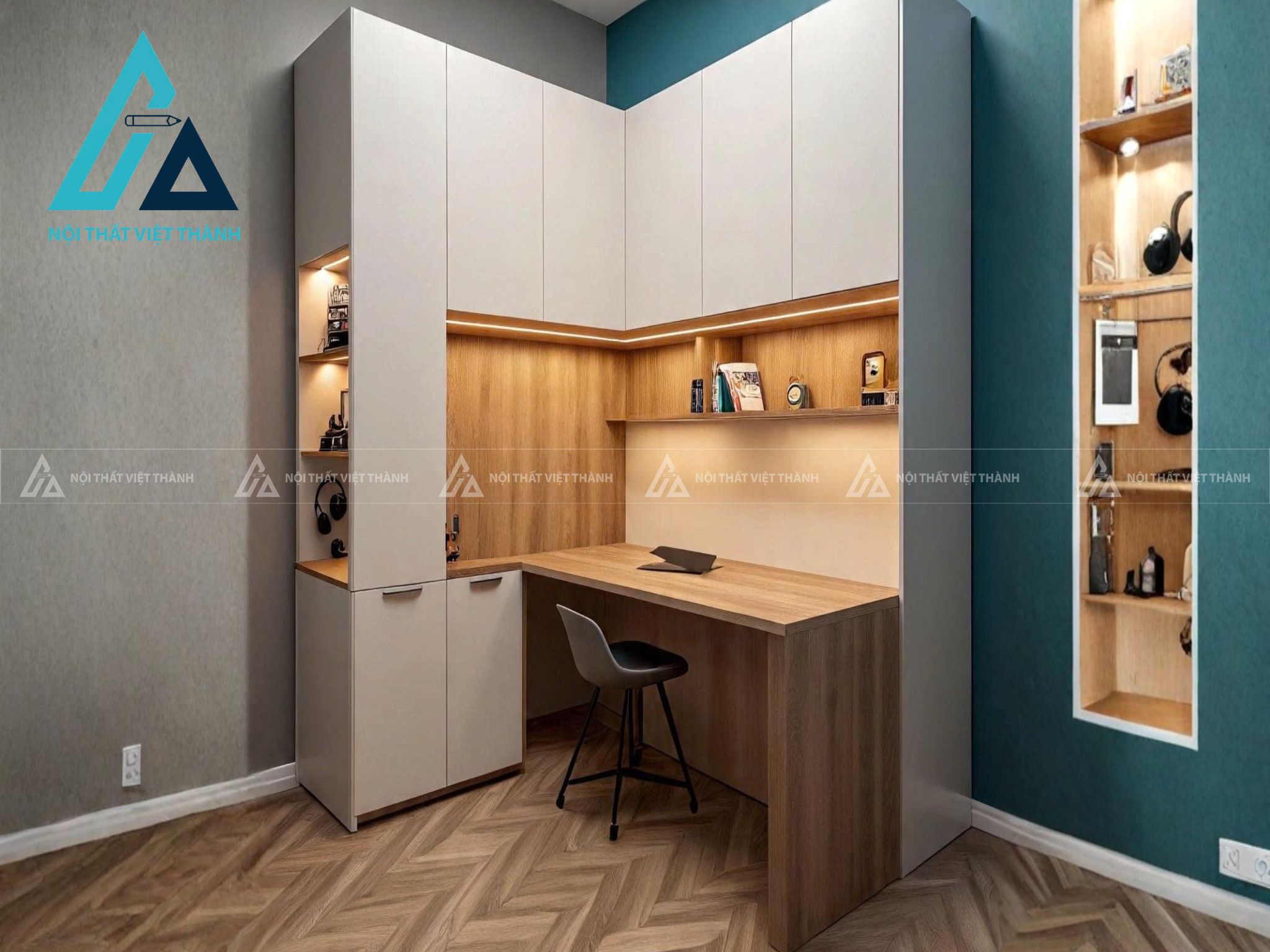 Bàn học kết hợp tủ quần áo