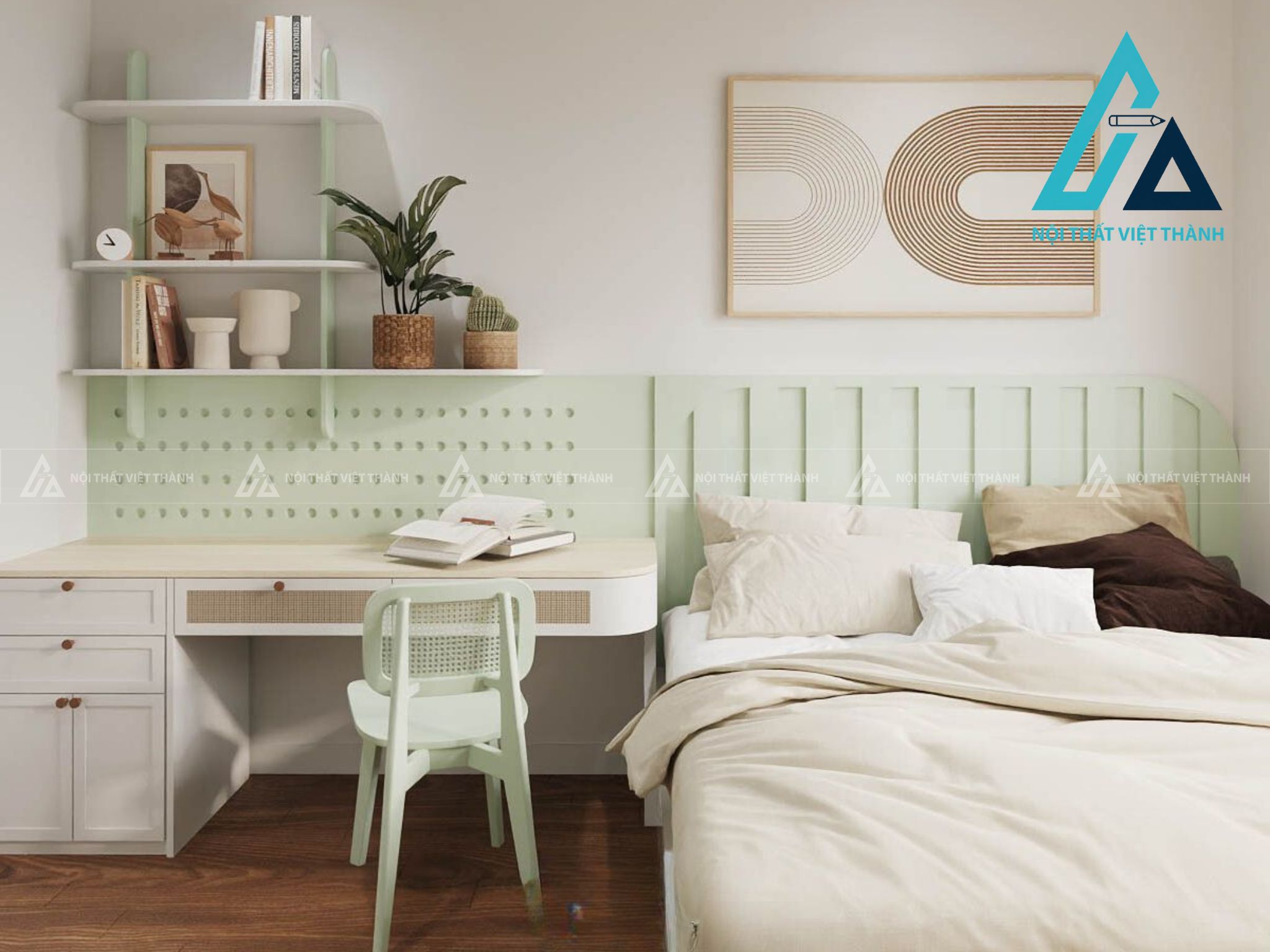 Bàn học màu xanh tươi mát tăng hứng thú học tập