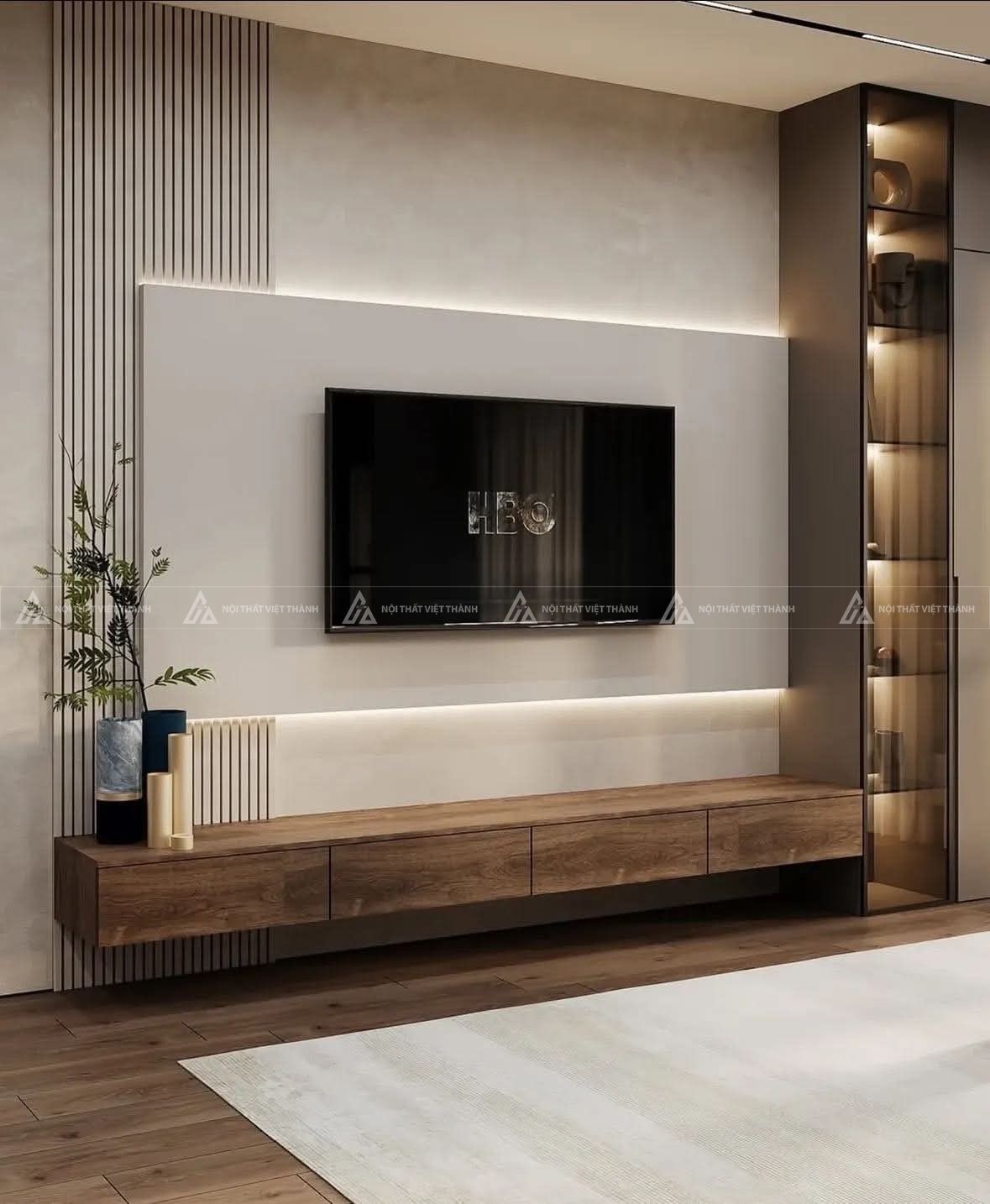 Thiết kế và thi công kệ tivi để biến góc giải trí thành điểm nhấn với kệ tivi đẹp