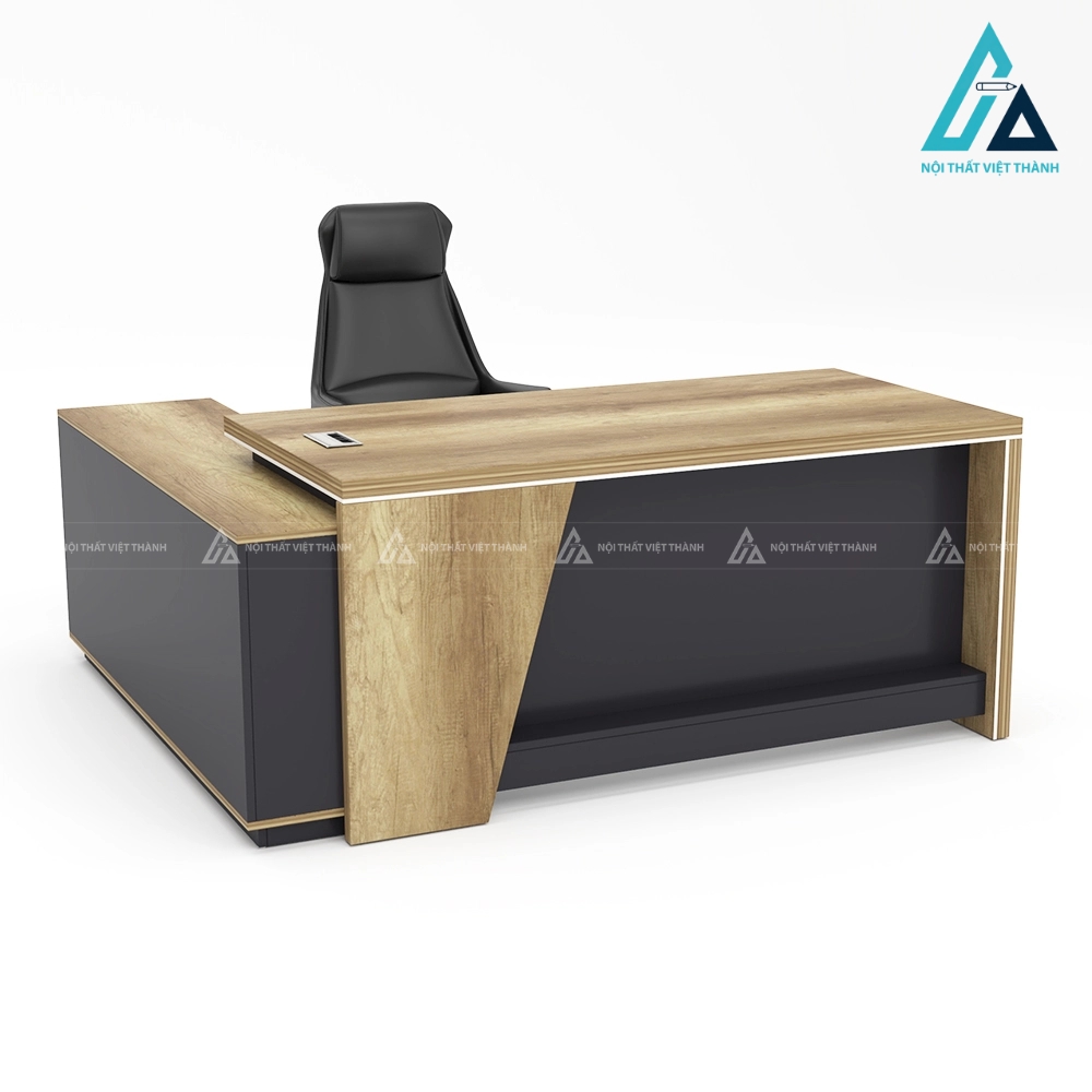 Bàn Giám Đốc Chữ L Thiết Kế Yếm Vát Chéo Hiện Đại