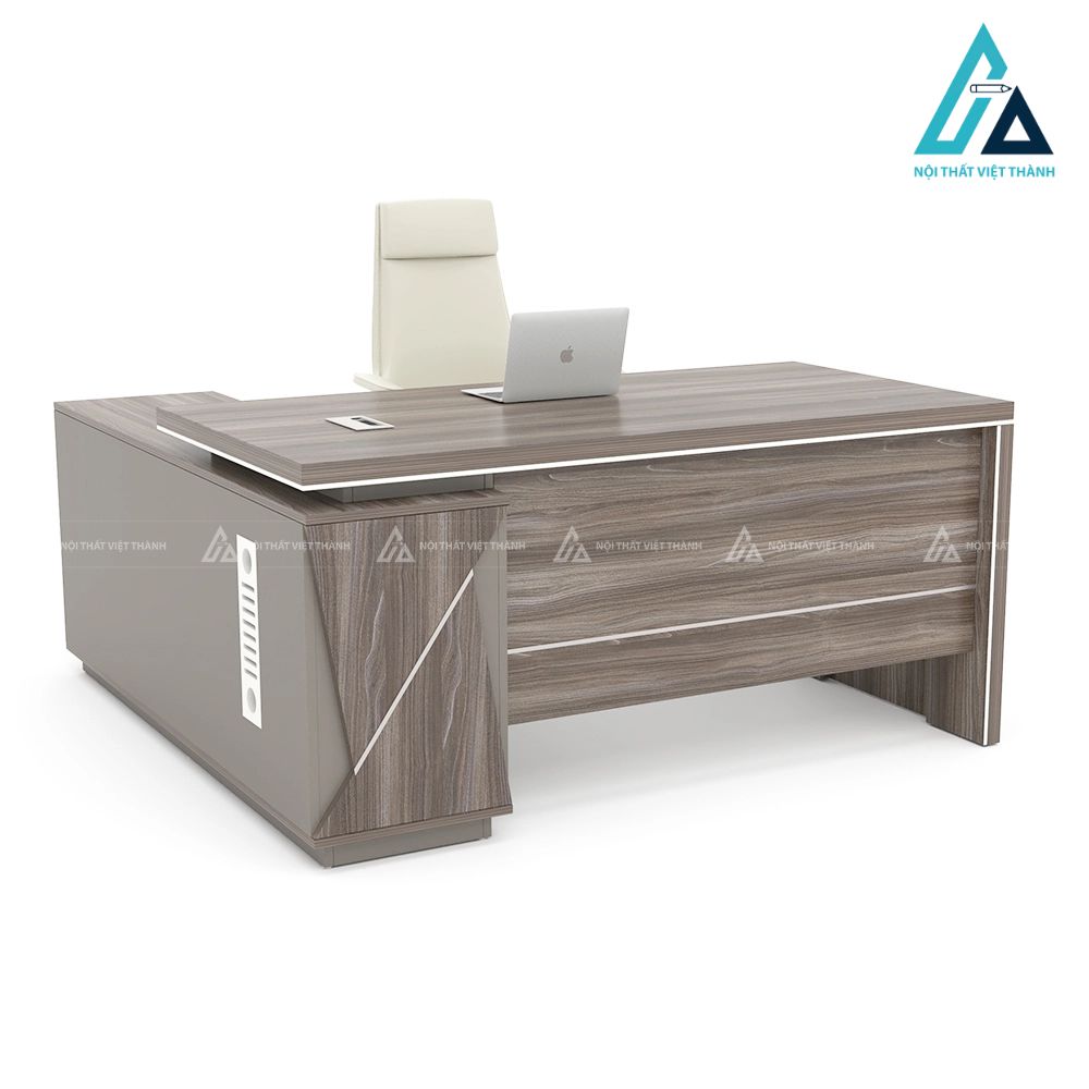 Bàn Giám Đốc Chữ L Hiện Đại Màu Xám Tro Cao Cấp