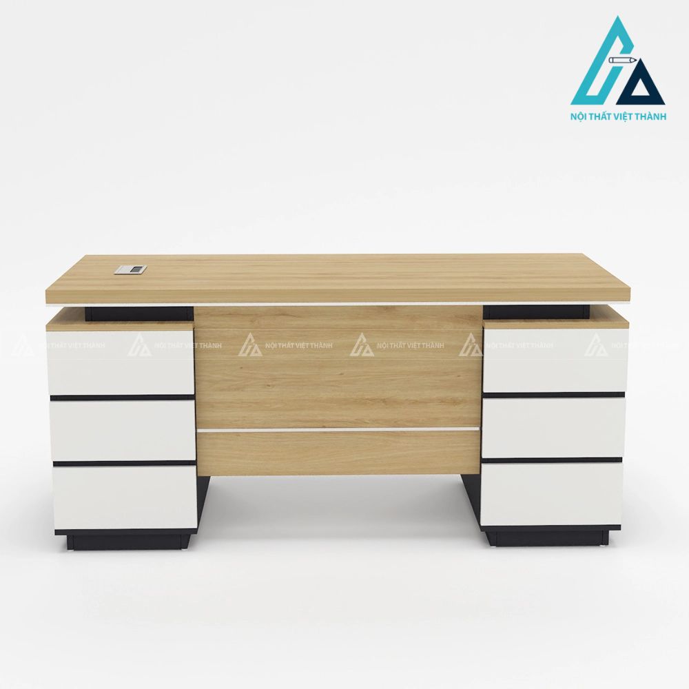 Bàn Giám Đốc Hiện Đại Gỗ Sáng Kết Hợp Hộc Tủ Nhiều Ngăn 1