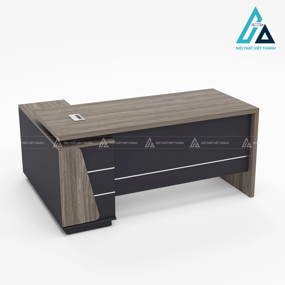 Bàn Giám Đốc Chữ L Hiện Đại Màu Gỗ Xám Cao Cấp 1