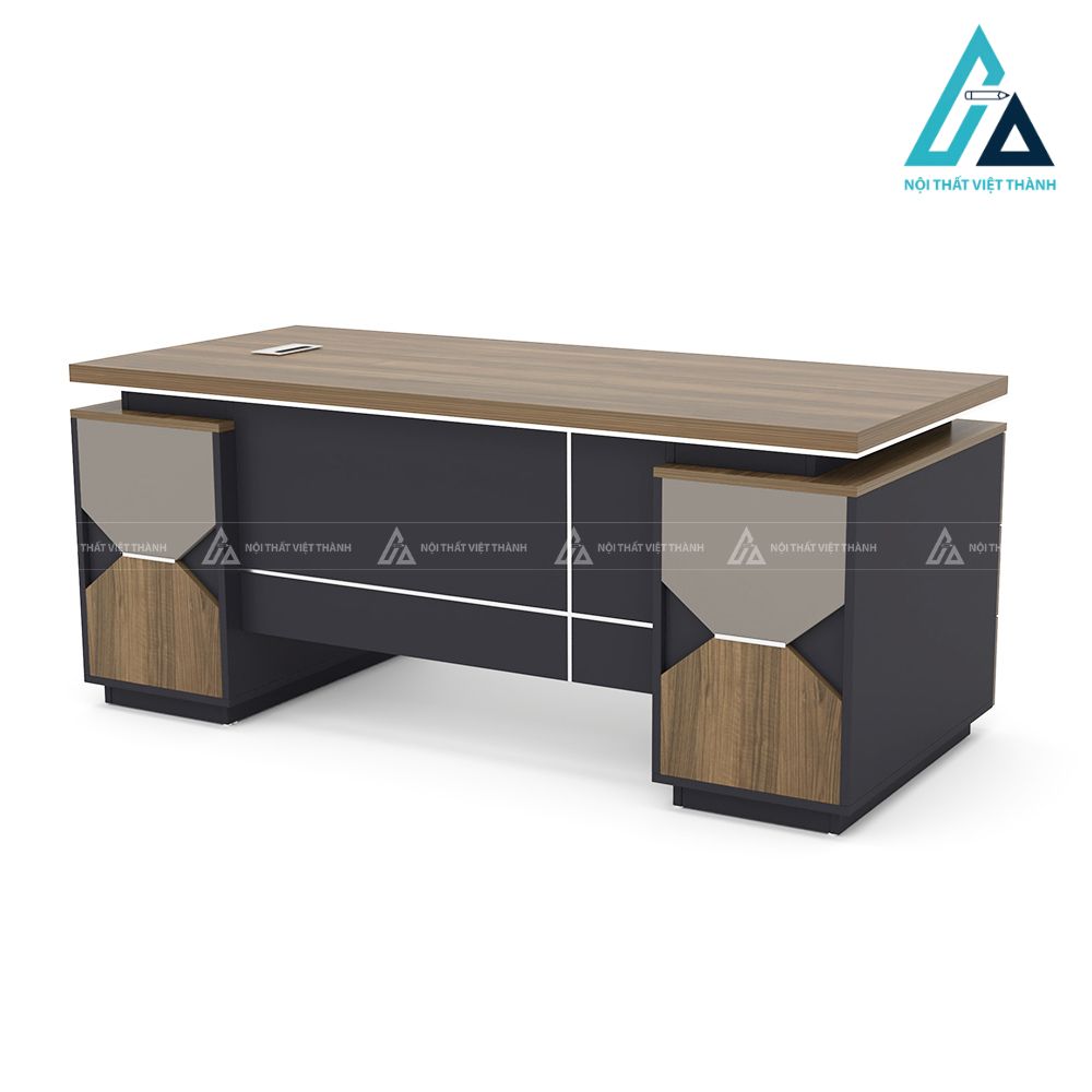 Bàn Lãnh Đạo Chữ L Cách Điệu Tích Hợp Kệ Sách Mở 1