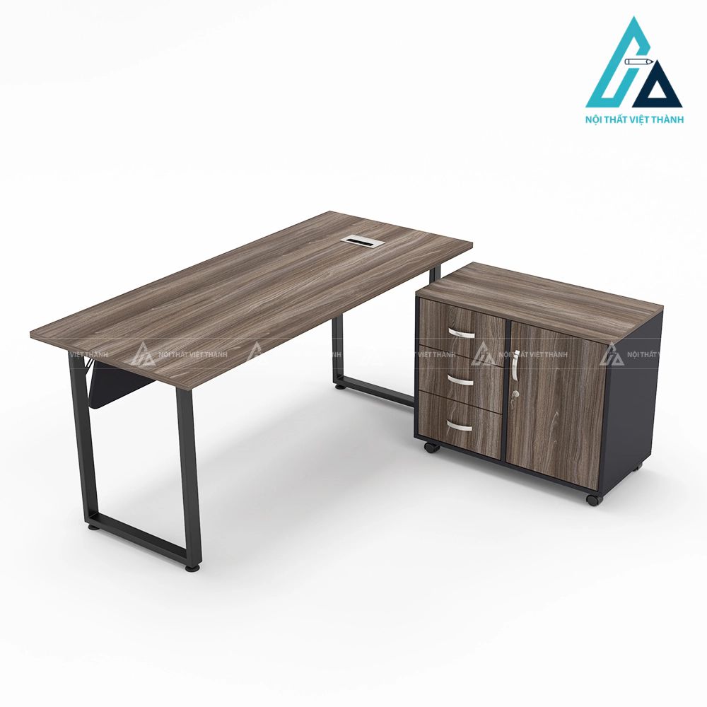 Bàn Giám Đốc Chữ L Màu Vân Gỗ Sáng Hiện Đại 2